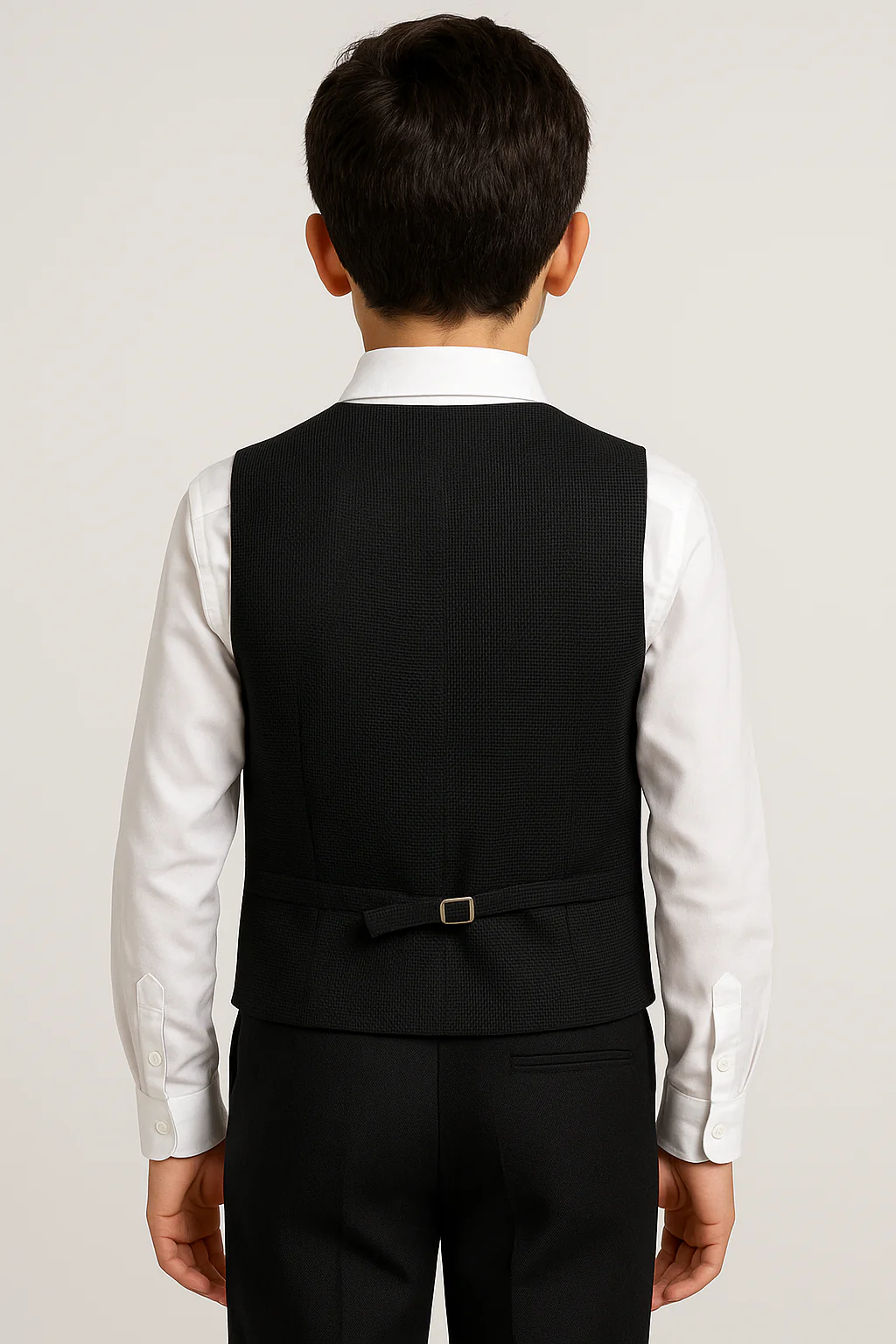Boys' 5-Piece Textured Double Breasted Waistcoat Suit - MATRIX - Black - Image 2