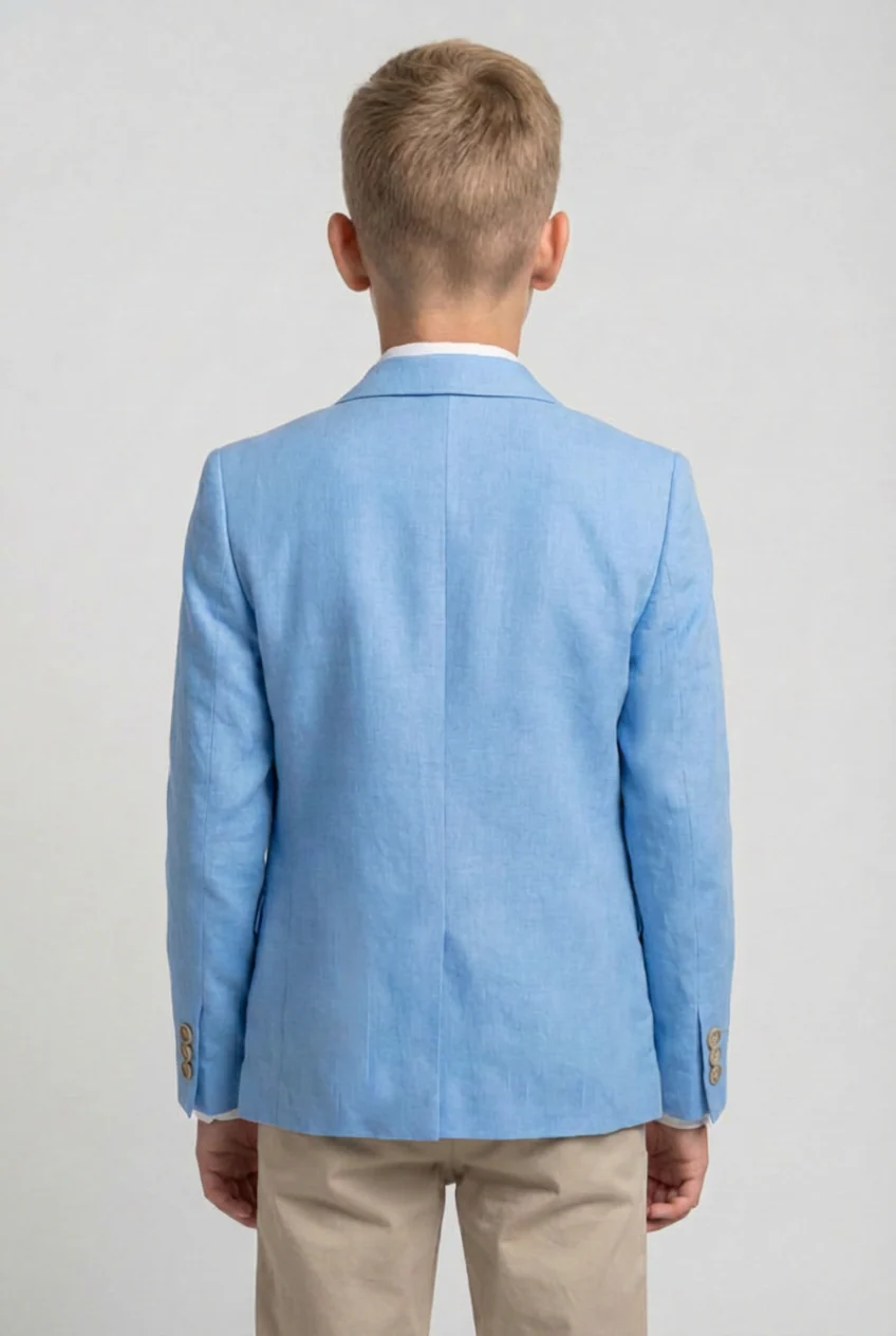 Babies & Boys Linen-Cotton 4 Piece Suit - Calvin - Blue - Image 3
