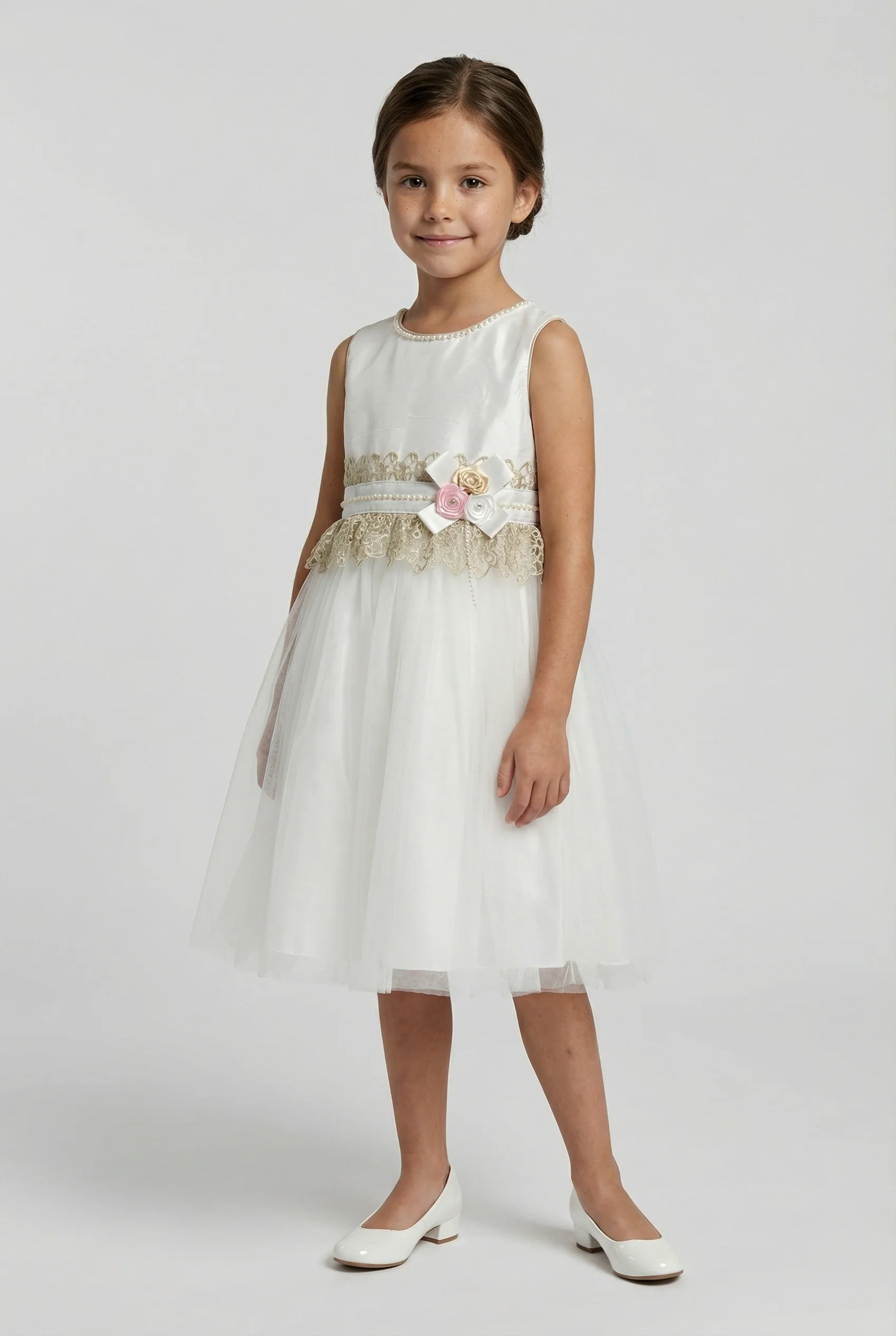 Babies & Girls Ivory Satin & Tulle Dress