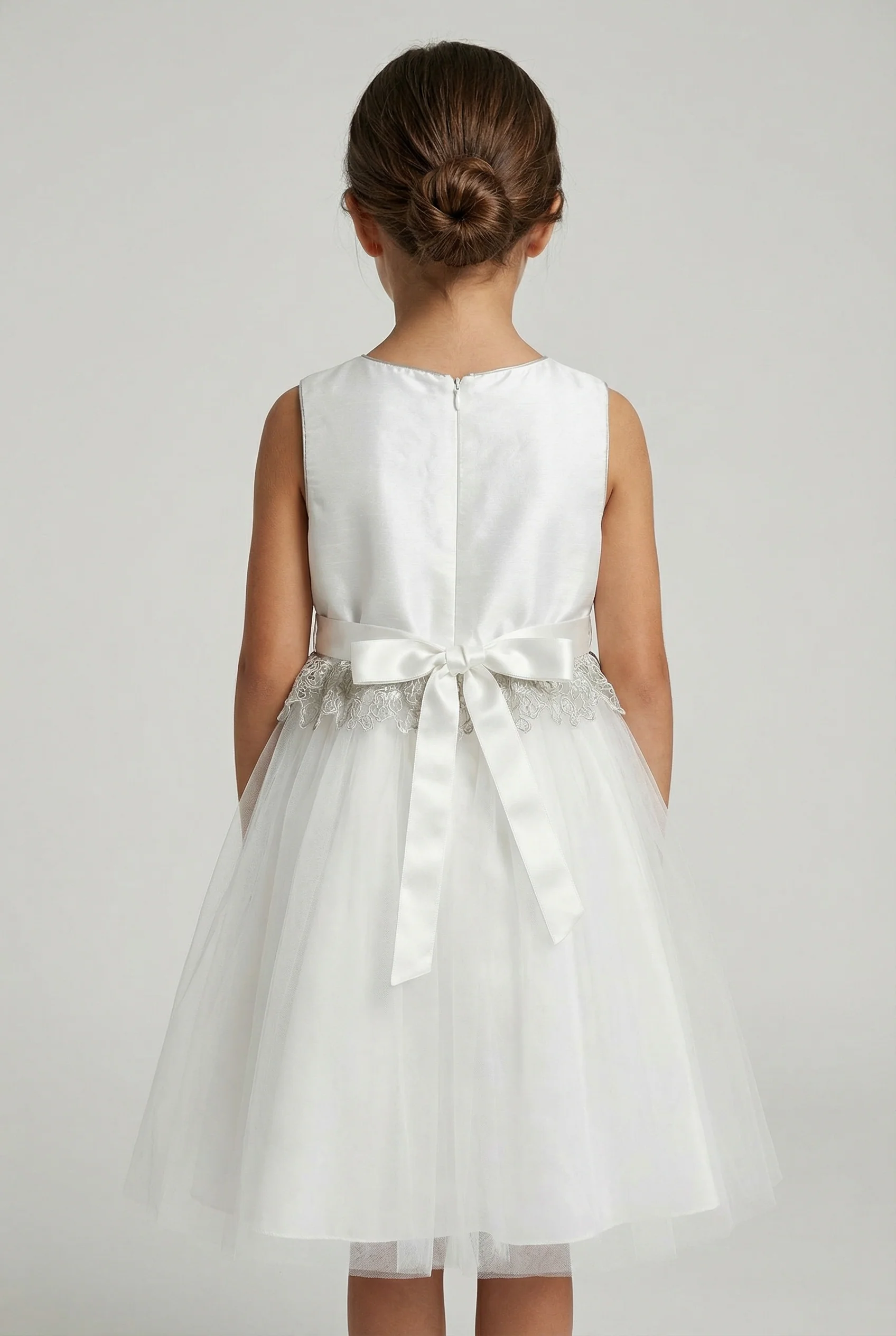 Babies & Girls Ivory Satin & Tulle Dress - Image 4