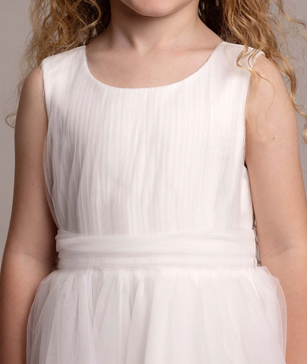 Babies and Girls Pleated Ivory Lace Dress - SABRINA - Ivory - Image 8