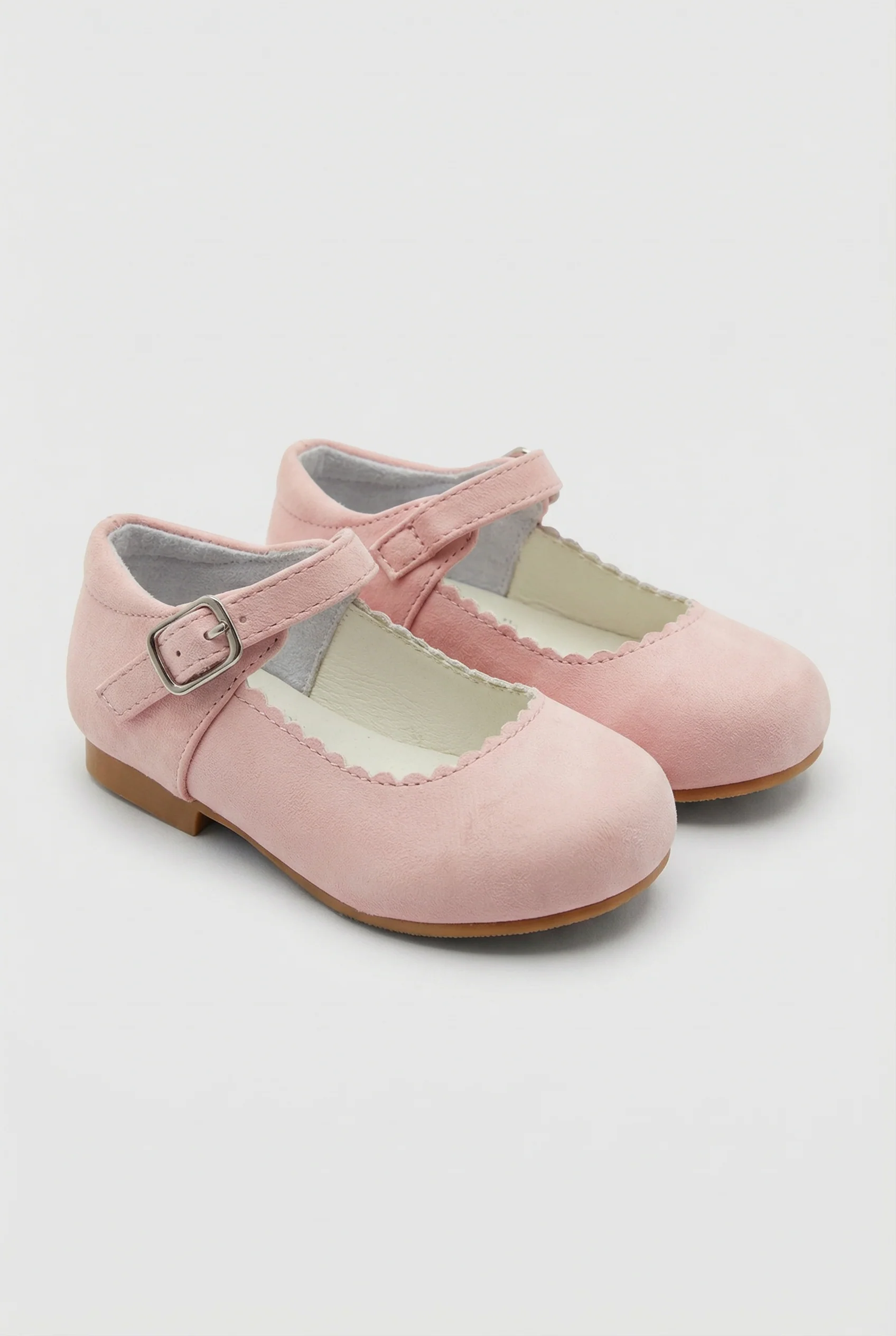 Babies & Girls Suede-Like Mary Jane Flats with Scalloped Trim - Dulce -Pink - Image 3