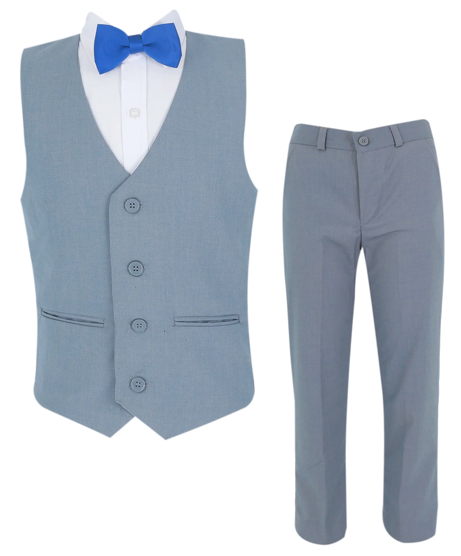 Boys Summer Waistcoat Suit 4 PC Set - Grey - Image 2