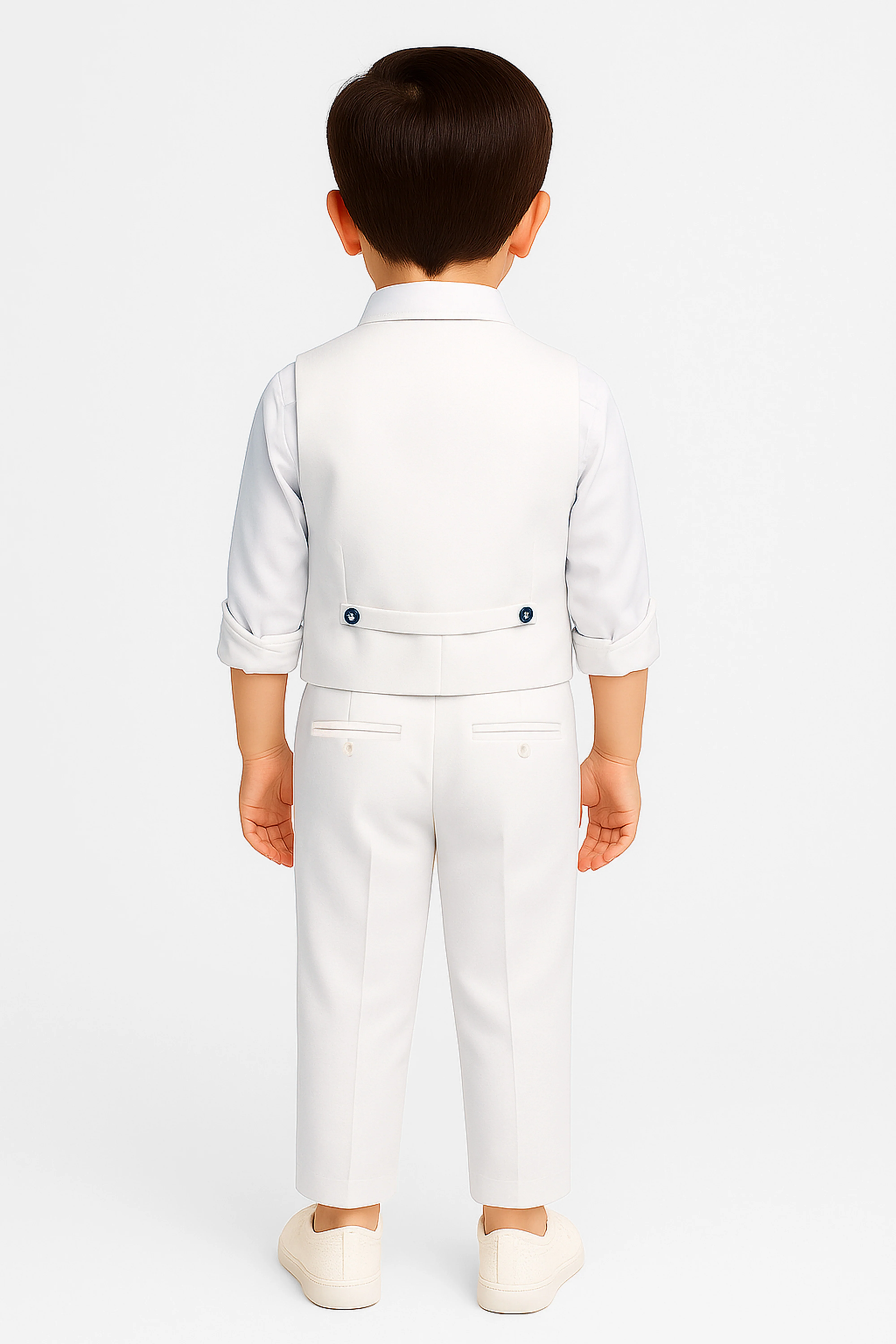 Baby & Boys 3-Piece White Cotton-Linen Waistcoat Suit Set - WHITBY - Image 2