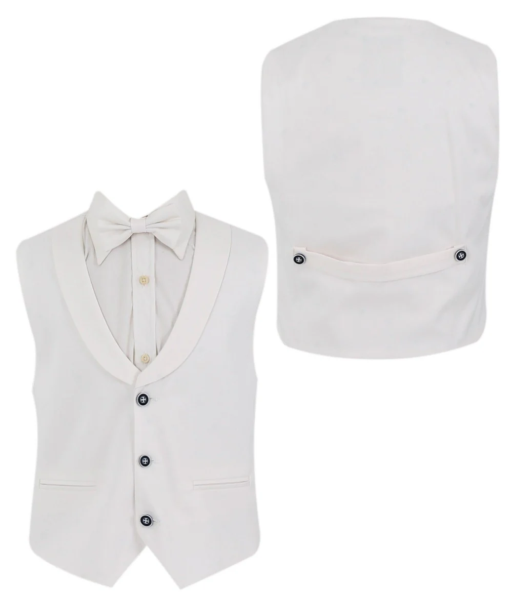 Baby & Boys 3-Piece White Cotton-Linen Waistcoat Suit Set - WHITBY - Image 5