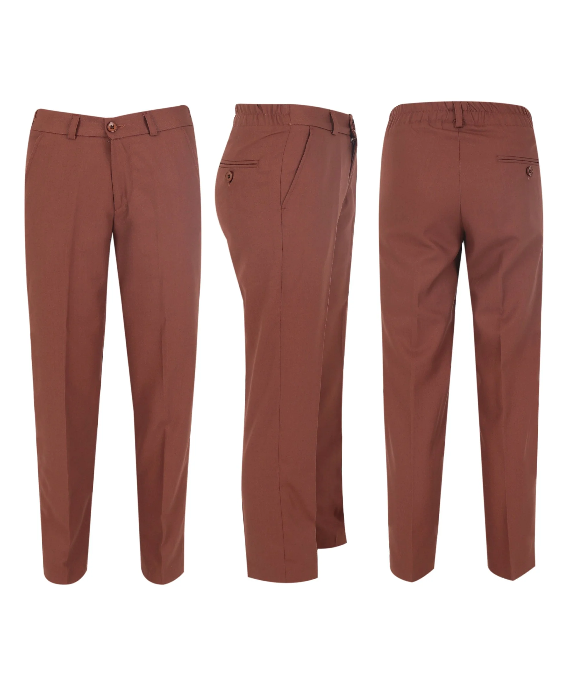 Boys Slim Fit Herringbone 8 Piece Suit Set - KING - Cinnamon Brown - Image 10