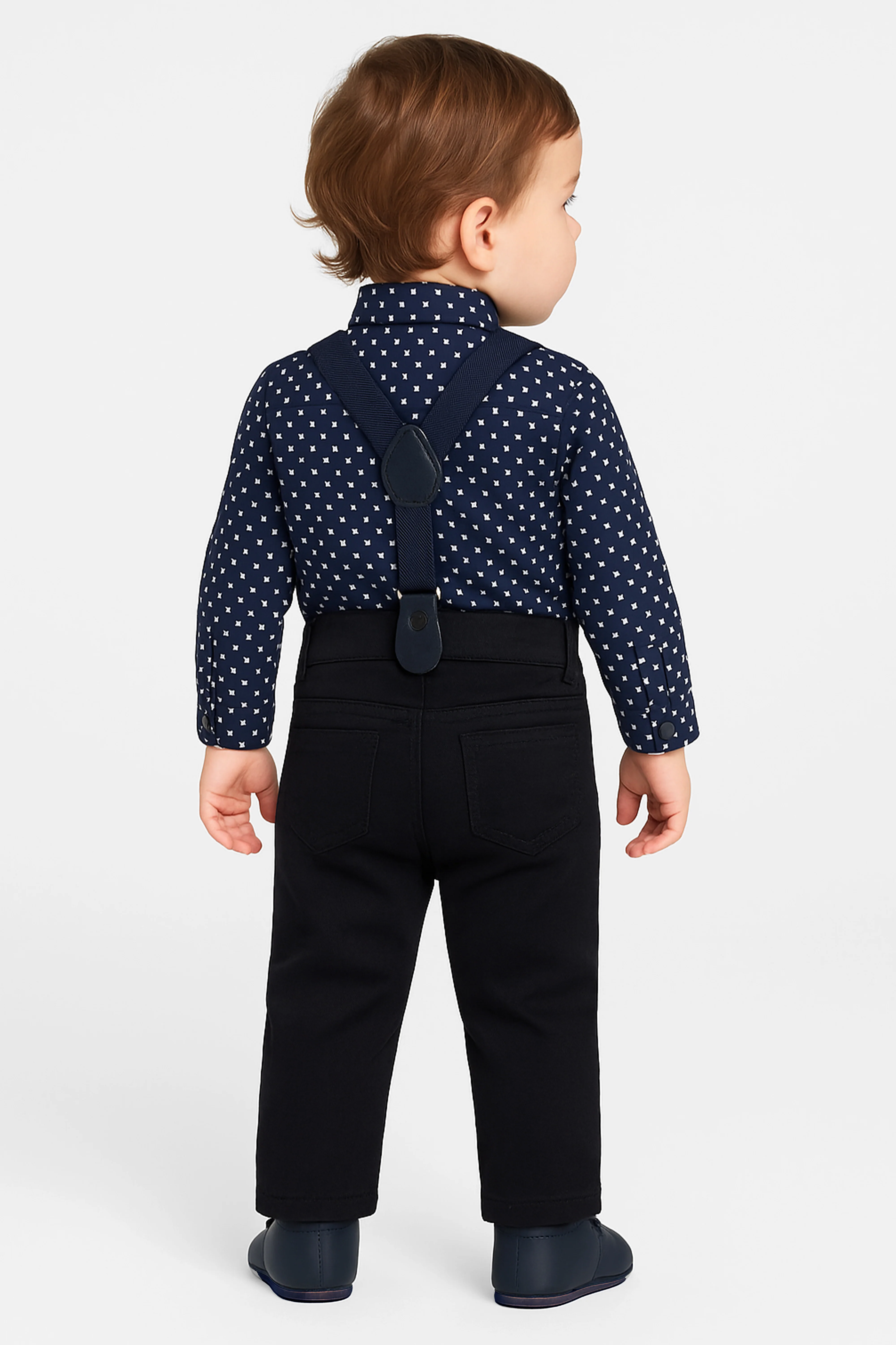 Baby & Boys 4-Piece Cotton Patterned Gentleman Outfit Set - KELEBEK - NAVY & NAVY - Image 2