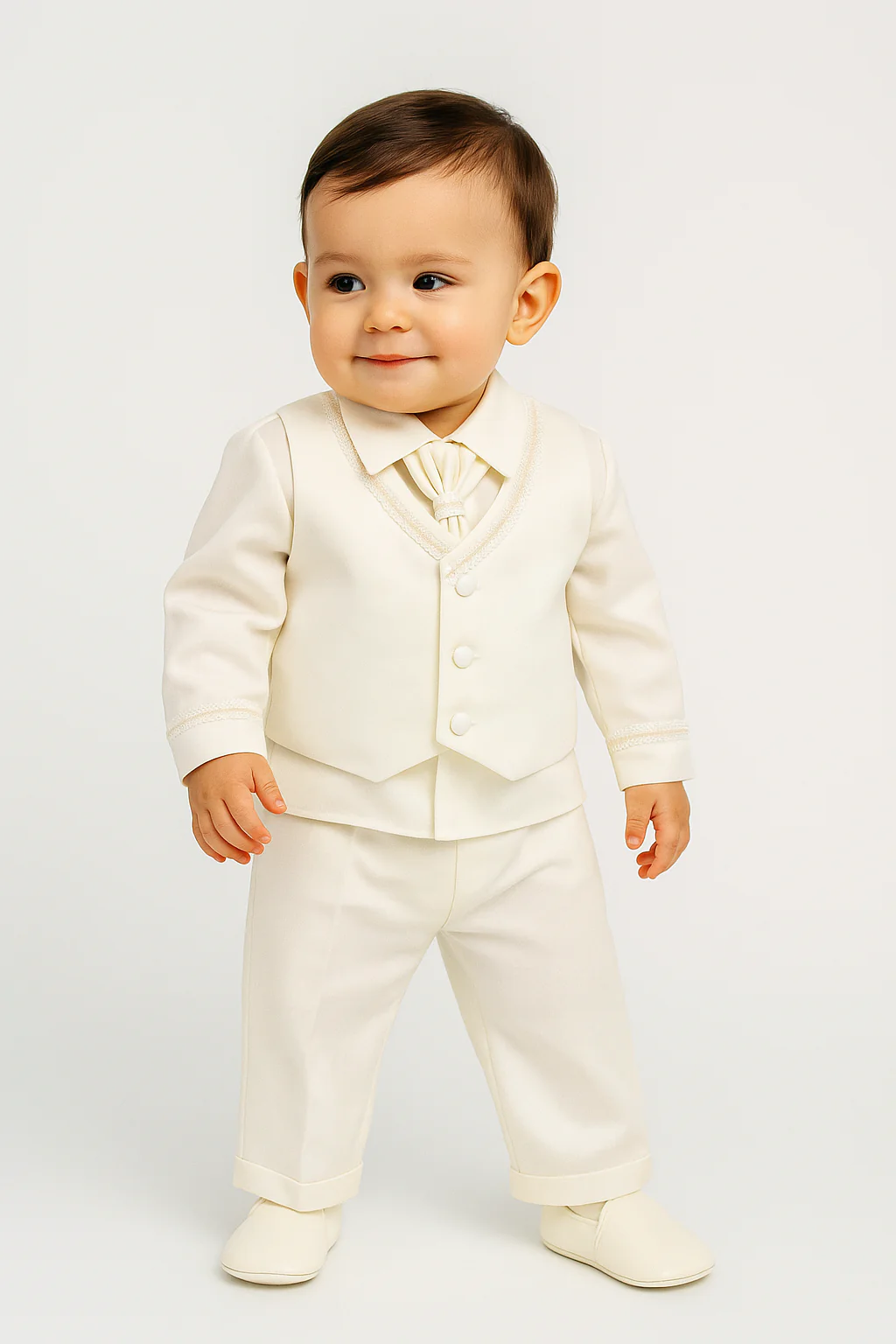 Baby Boys 4 Piece Ivory Christening Suit Set