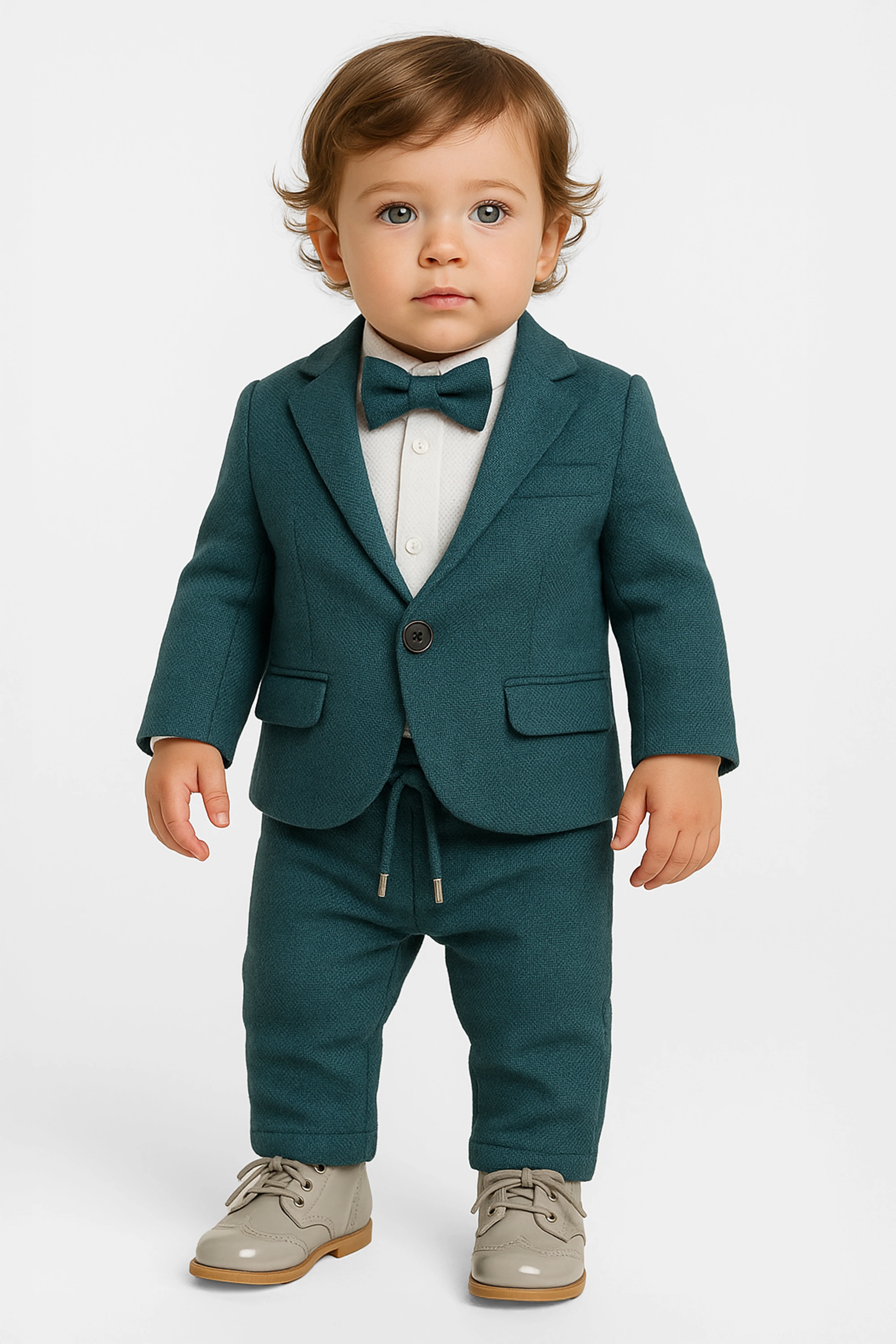 Baby Boys 4-Piece Slim Fit Textured Formal Suit - BASAK - Green