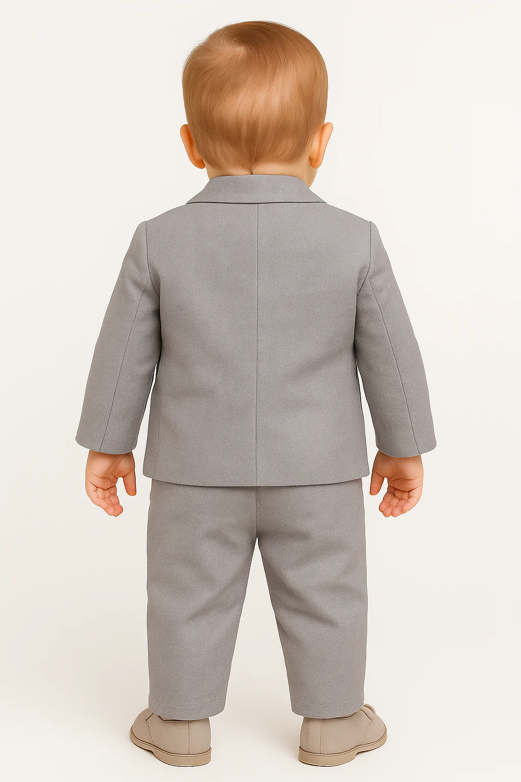 Baby Boys 4-Piece Slim Fit Textured Formal Suit - BASAK - Grey - Image 2