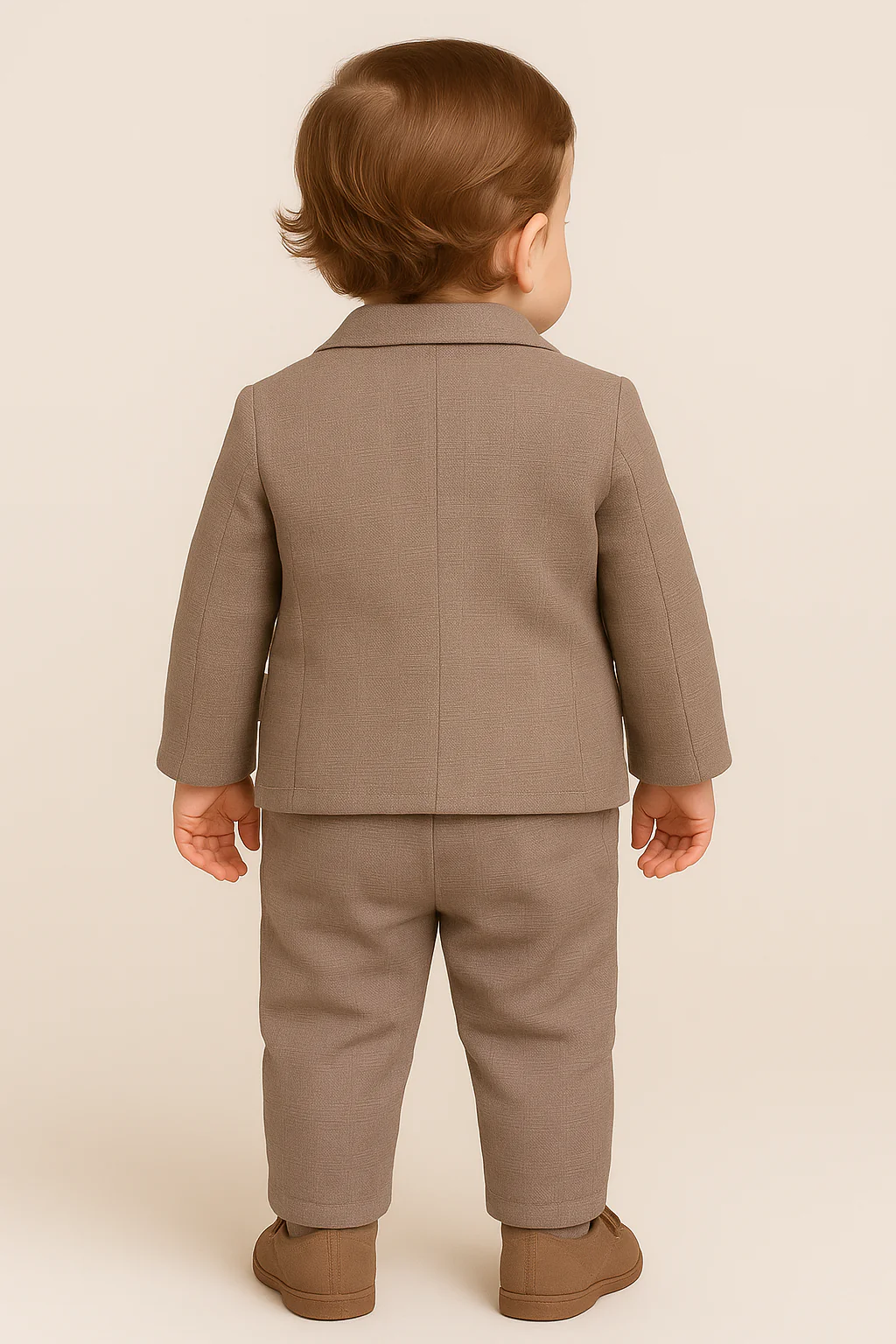 Baby Boys 3-Piece Slim Fit Textured Formal Suit - BASAK - Tan Brown - Image 2