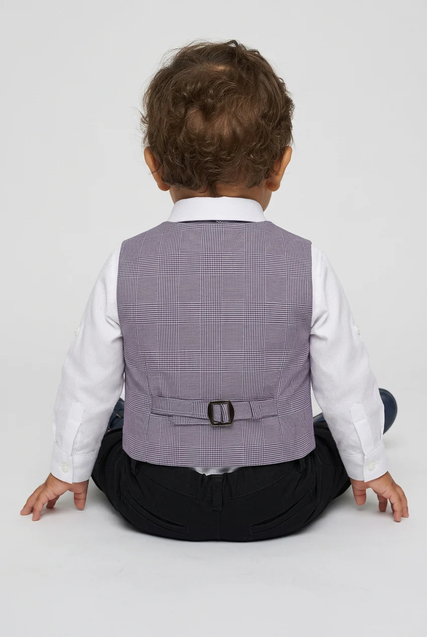 Baby Boys 4-Piece Textured Jacquard Waistcoat Suit - SPOR ZARGOS LILAC CHECK - Image 2
