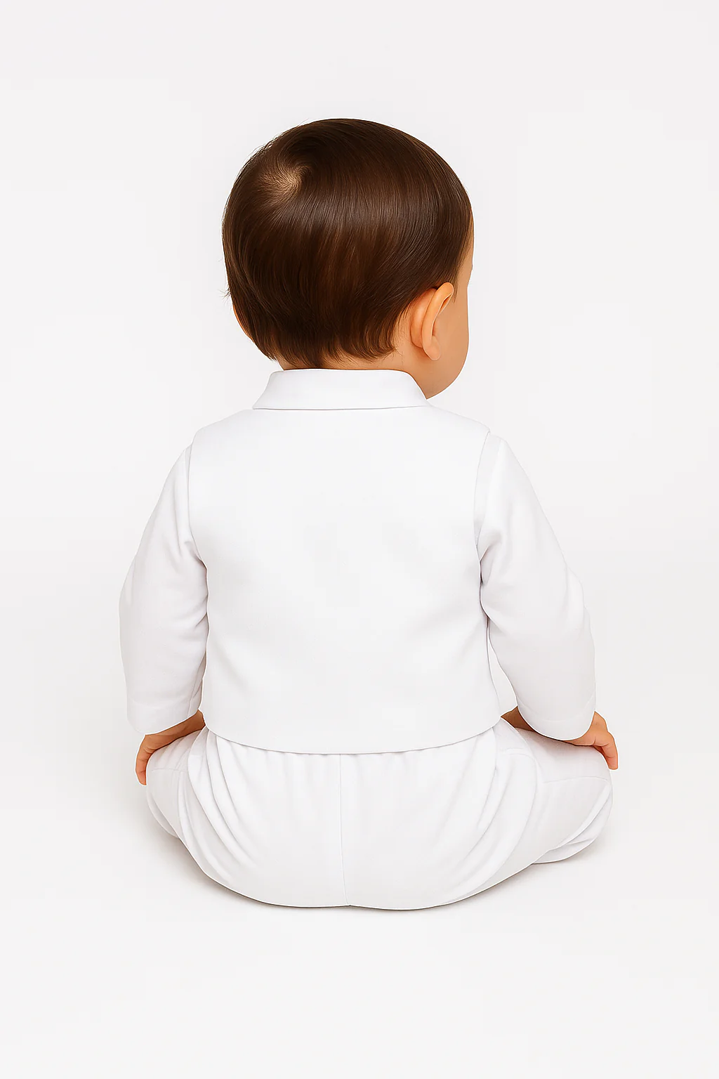 Baby Boys 4 Piece White Christening Suit With Blue Waistcoat - ROMEO - Image 2