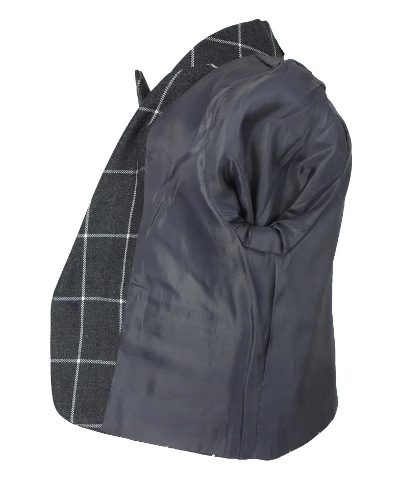Baby Boys Vintage Windowpane Check Suit Set - Charcoal Grey - Image 7