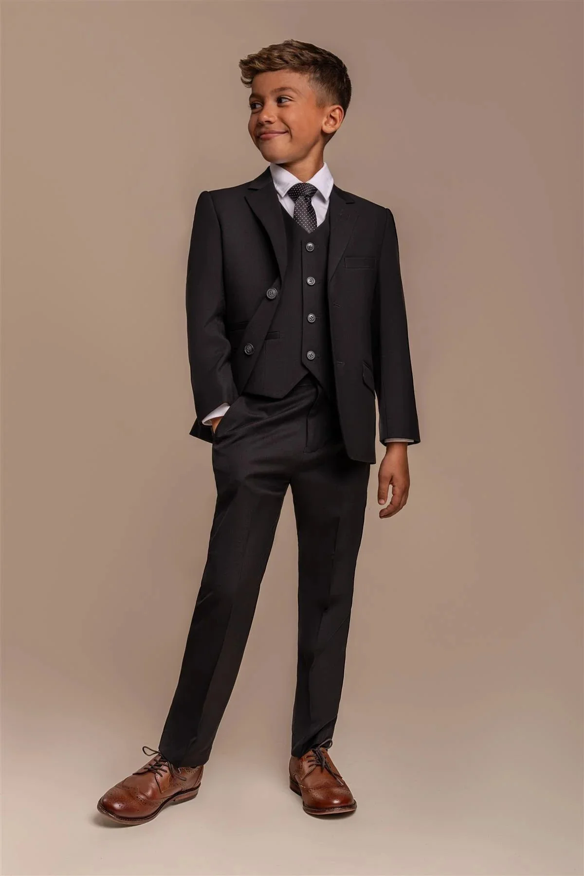 Boys Slim Fit Formal Black Suit - MARCO - Black - Image 2