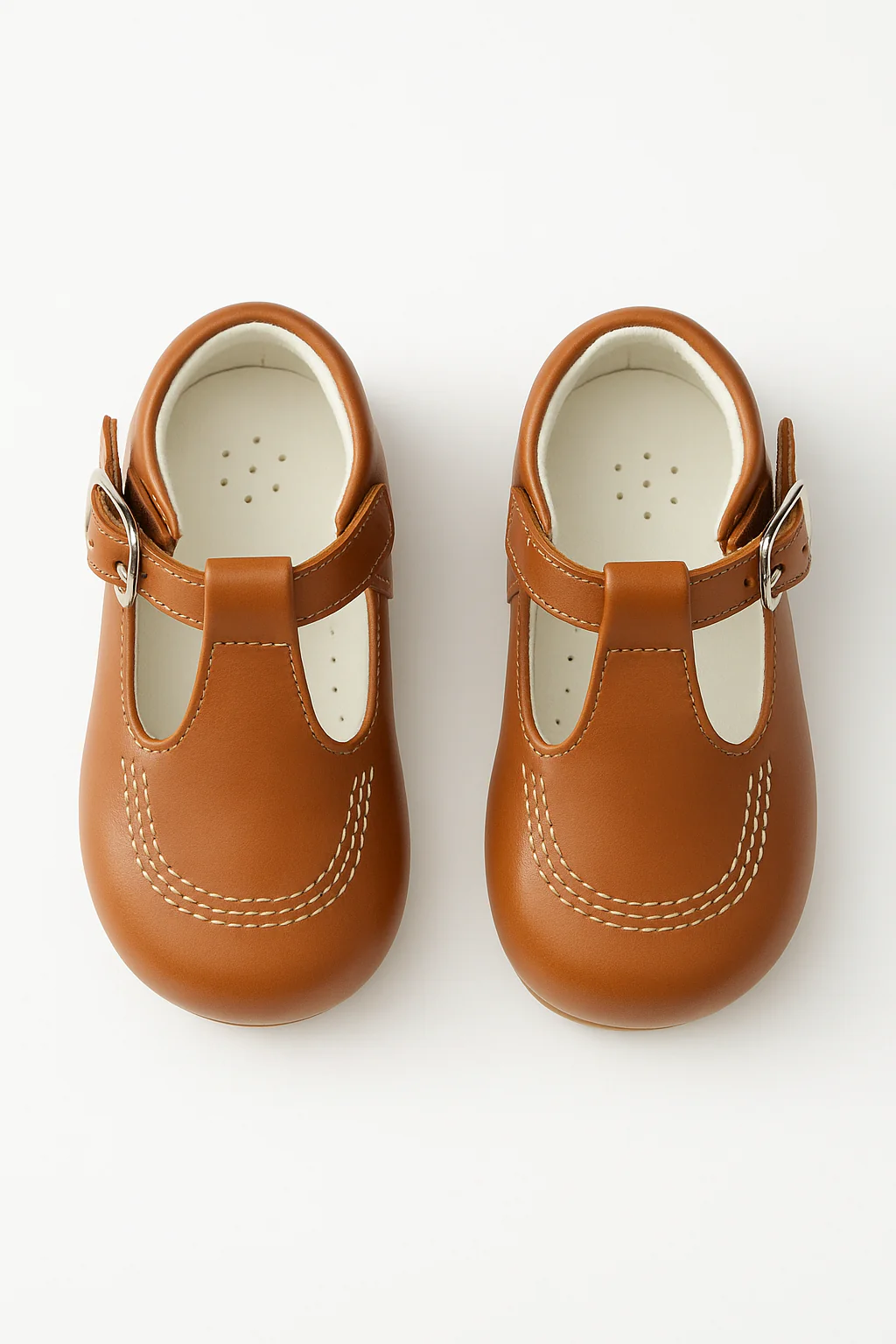 Baby & Boys Buckled Leather Shoes TEDDY - Tan Brown - Image 2