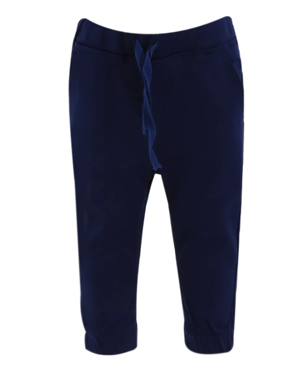 Baby Boys Cotton Stretch Chino Trousers - ENZO - Navy Blue - Image 4