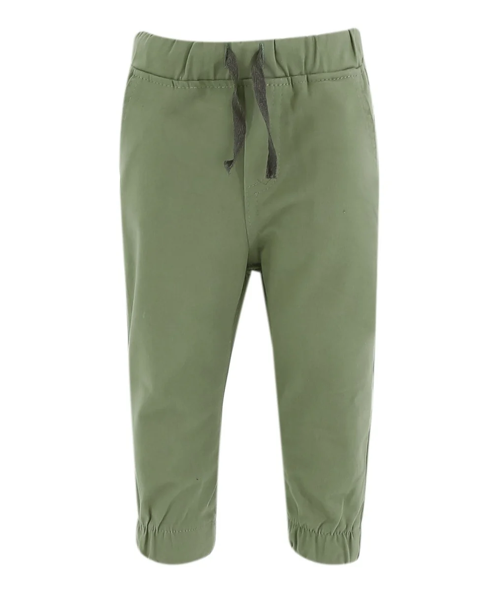 Baby Boys Cotton Stretch Chino Trousers - ENZO - Sage Green - Image 3