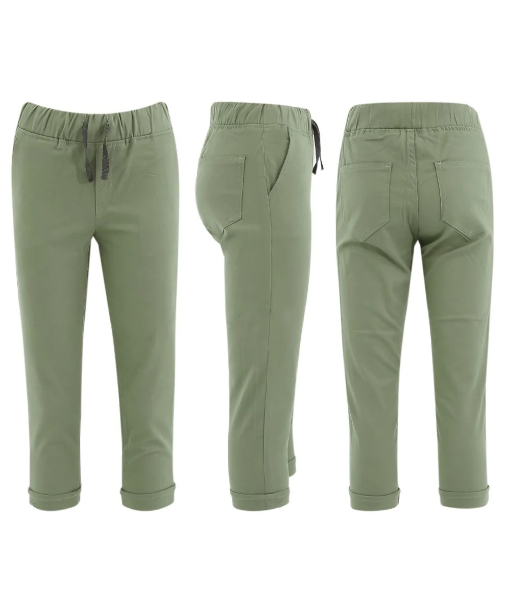 Baby Boys Cotton Stretch Chino Trousers - ENZO - Sage Green - Image 5