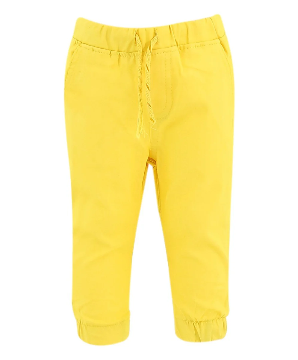 Baby Boys Cotton Stretch Chino Trousers - ENZO - Yellow - Image 3