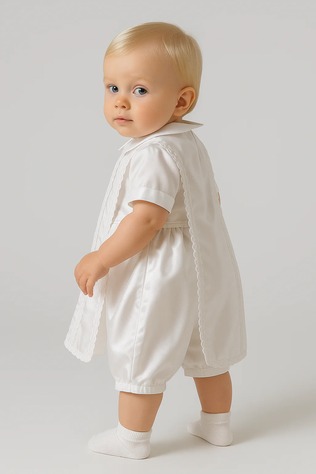 Baby Boys Christening White Romper Set - THEO - White - Image 2
