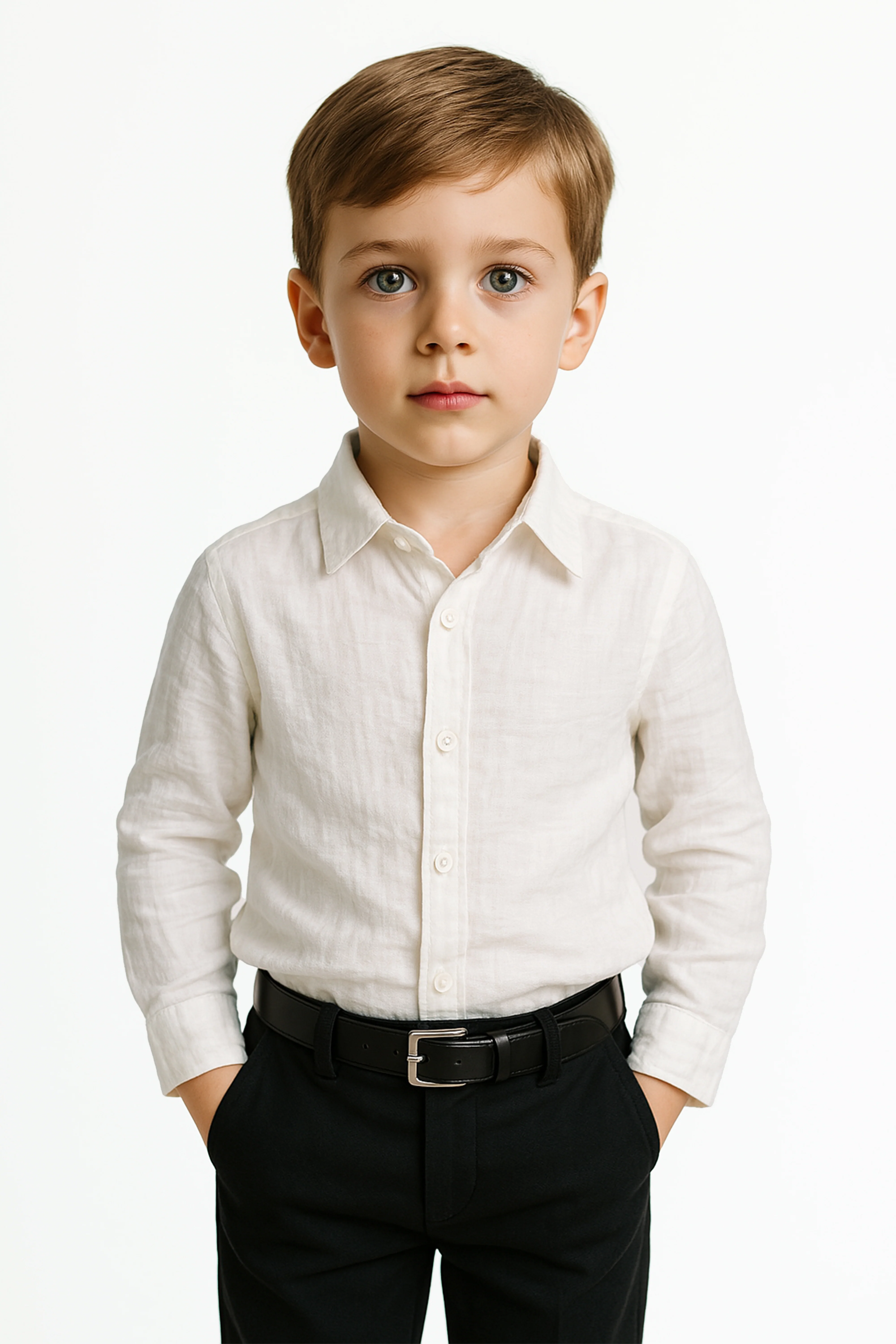 Baby Boys’ & Boys’ Linen Cotton Smart Casual Shirt - Ivory Cream