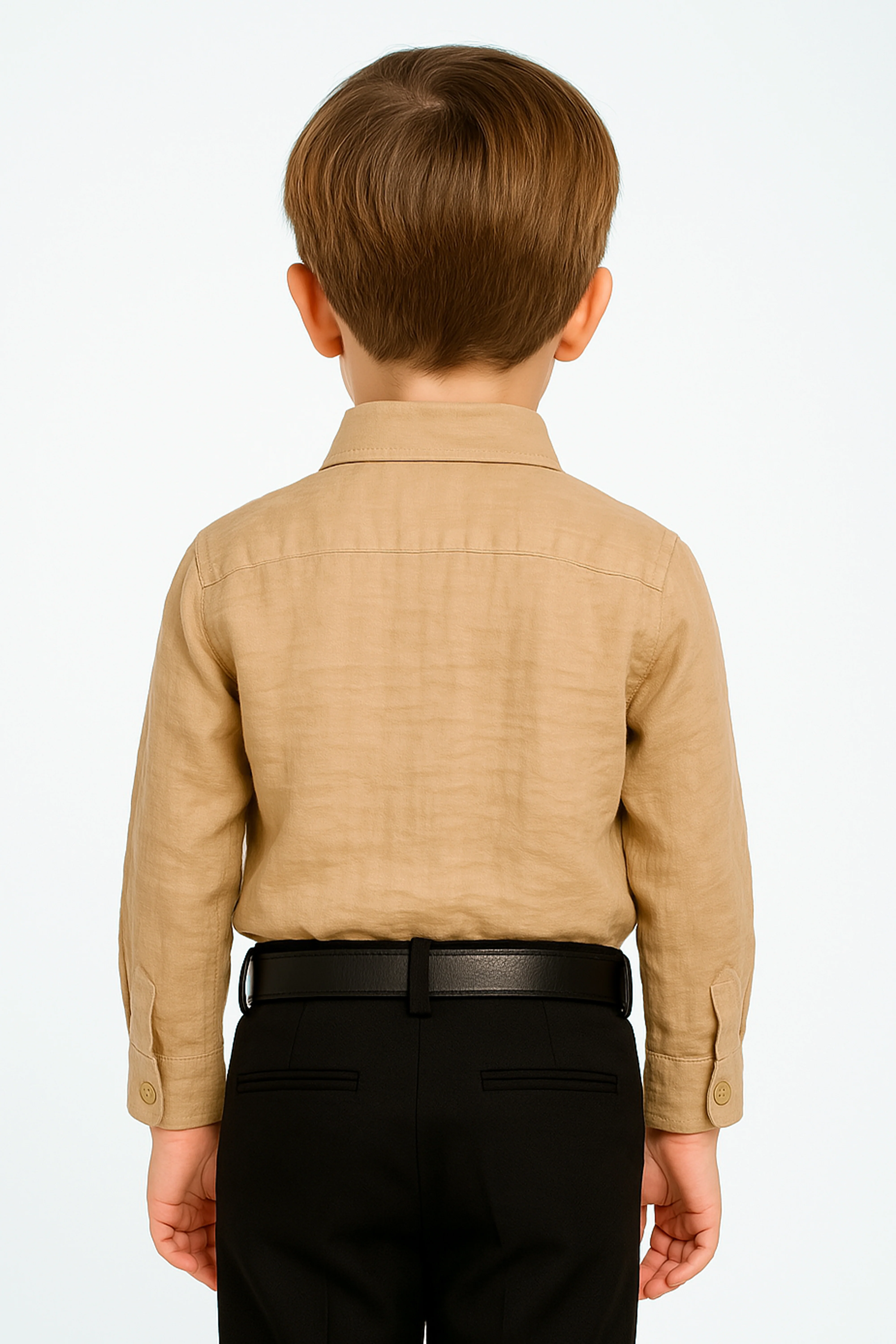 Baby Boys’ & Boys’ Linen Cotton Smart Casual Shirt - Tan Beige - Image 2