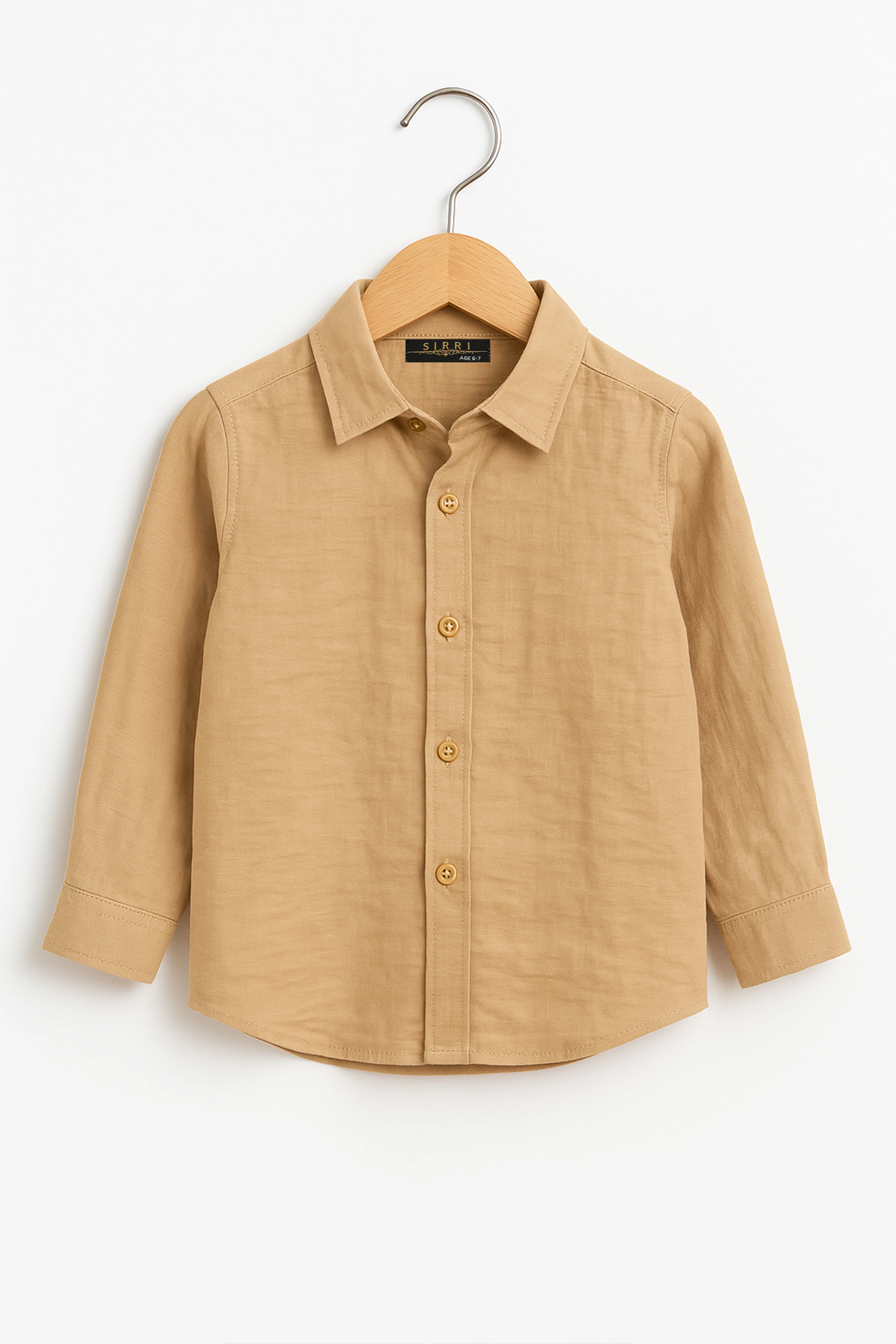 Baby Boys’ & Boys’ Linen Cotton Smart Casual Shirt - Tan Beige - Image 3