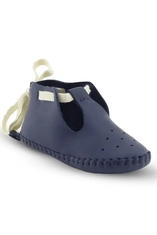 Baby Boys Genuine Leather Pre-walker Crib Shoes - Patik - Navy Blue