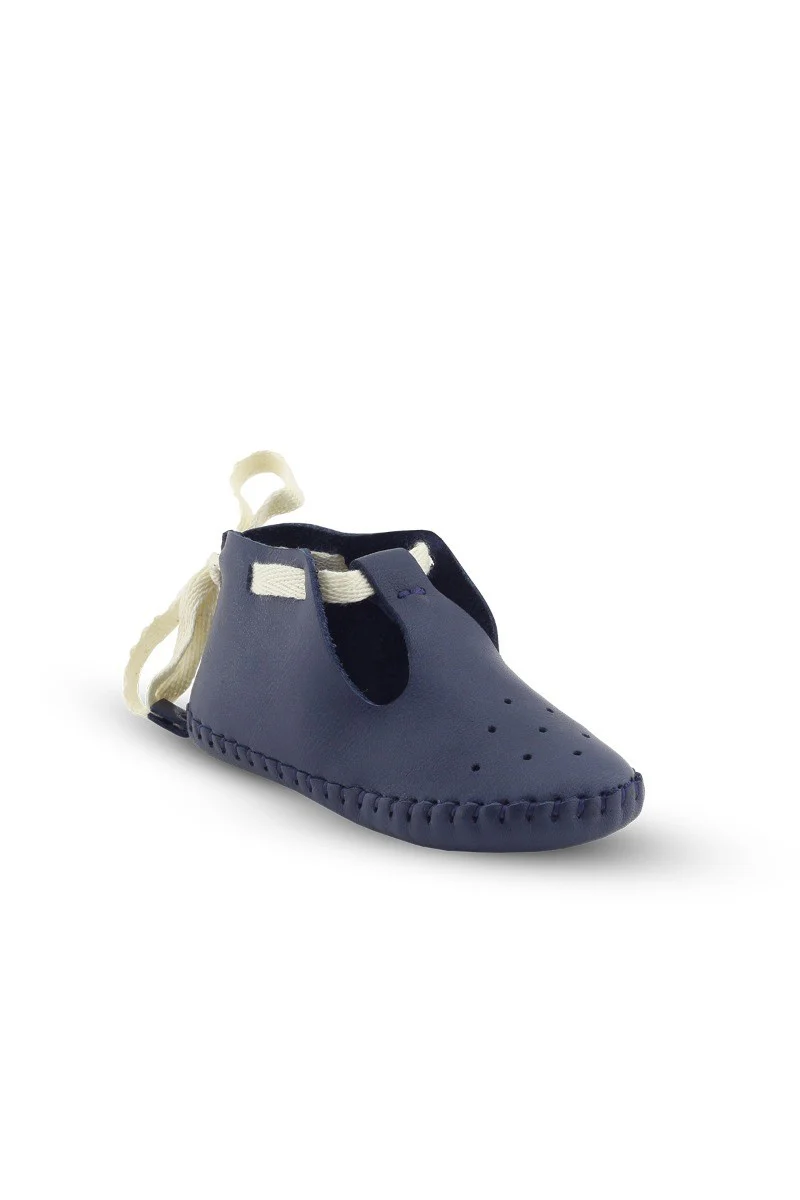 Baby Boys Genuine Leather Pre-walker Crib Shoes - Patik - Navy Blue - Image 2