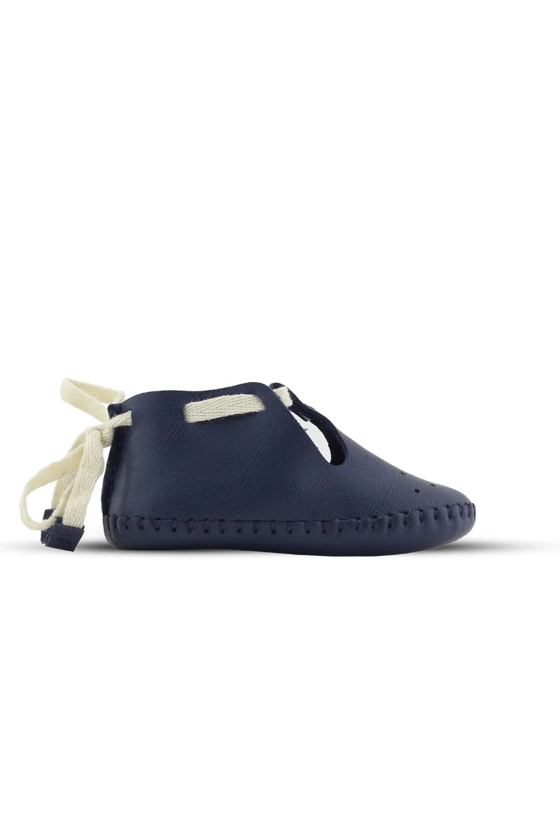 Baby Boys Genuine Leather Pre-walker Crib Shoes - Patik - Navy Blue - Image 3
