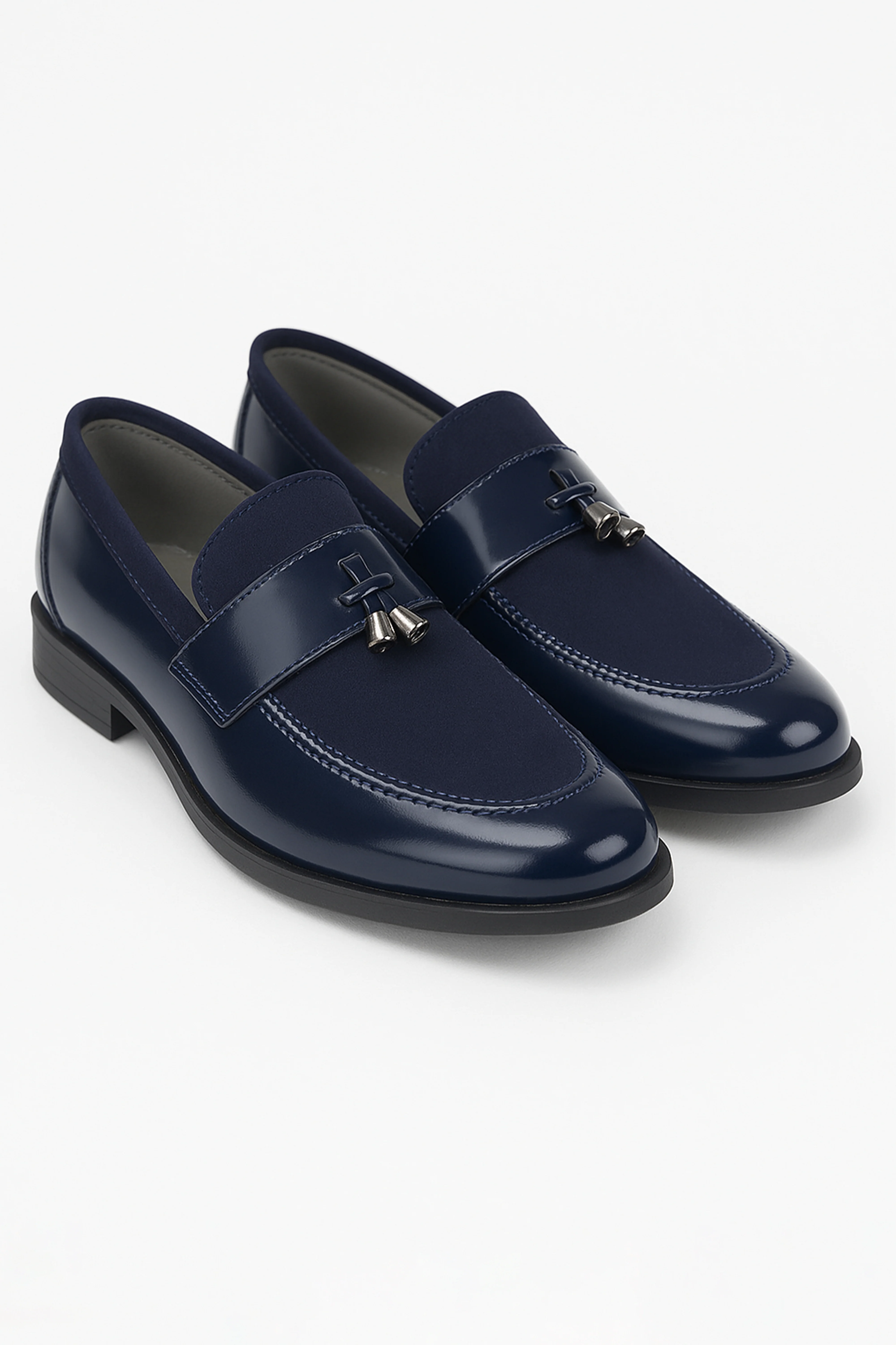Baby Boys & Boys leather and Suede Slip on Formal Tassel Loafers - Navy Blue - Image 3