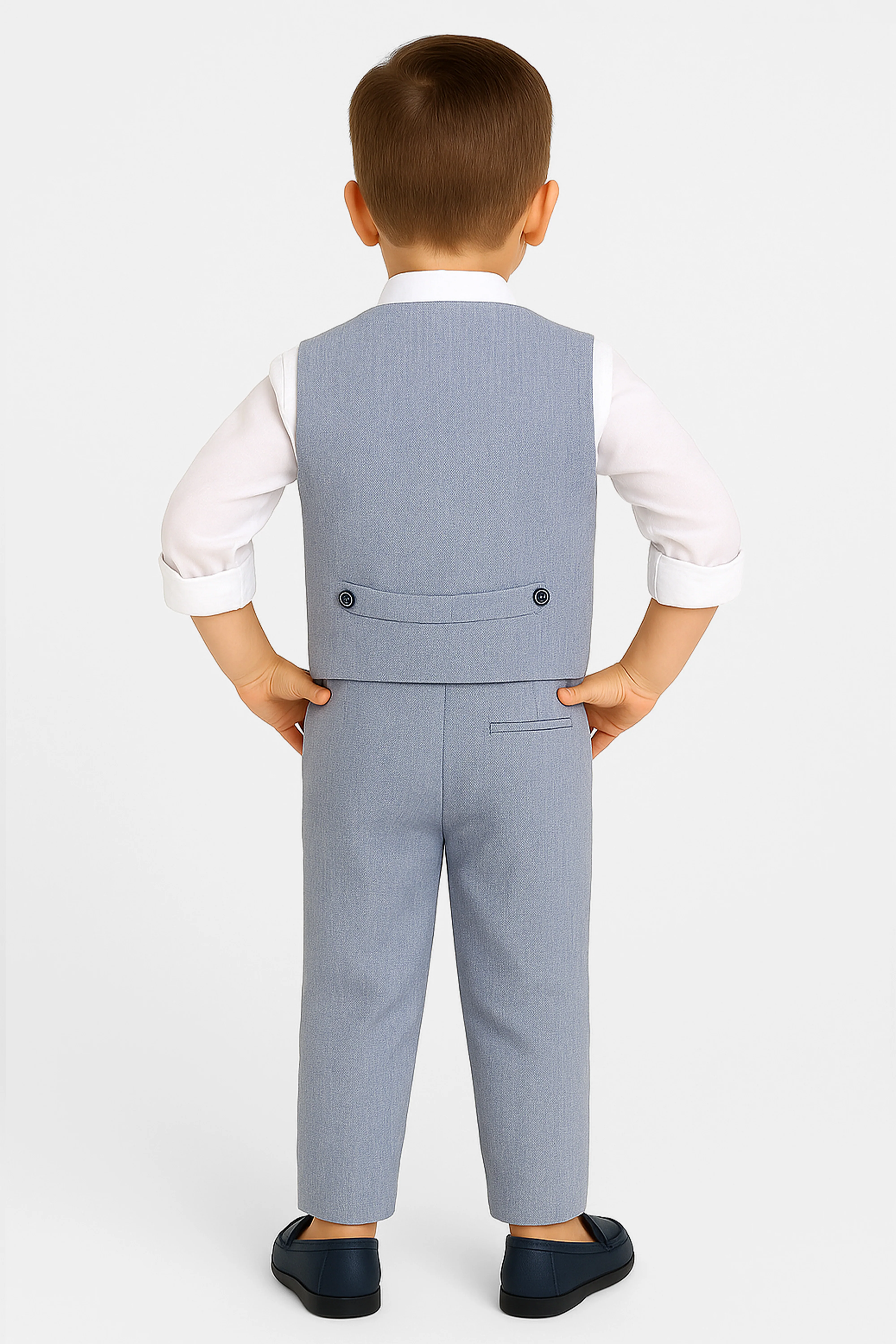 Baby & Boys 4-Piece Cotton-Linen Waistcoat Suit Set  - Grey - Image 2