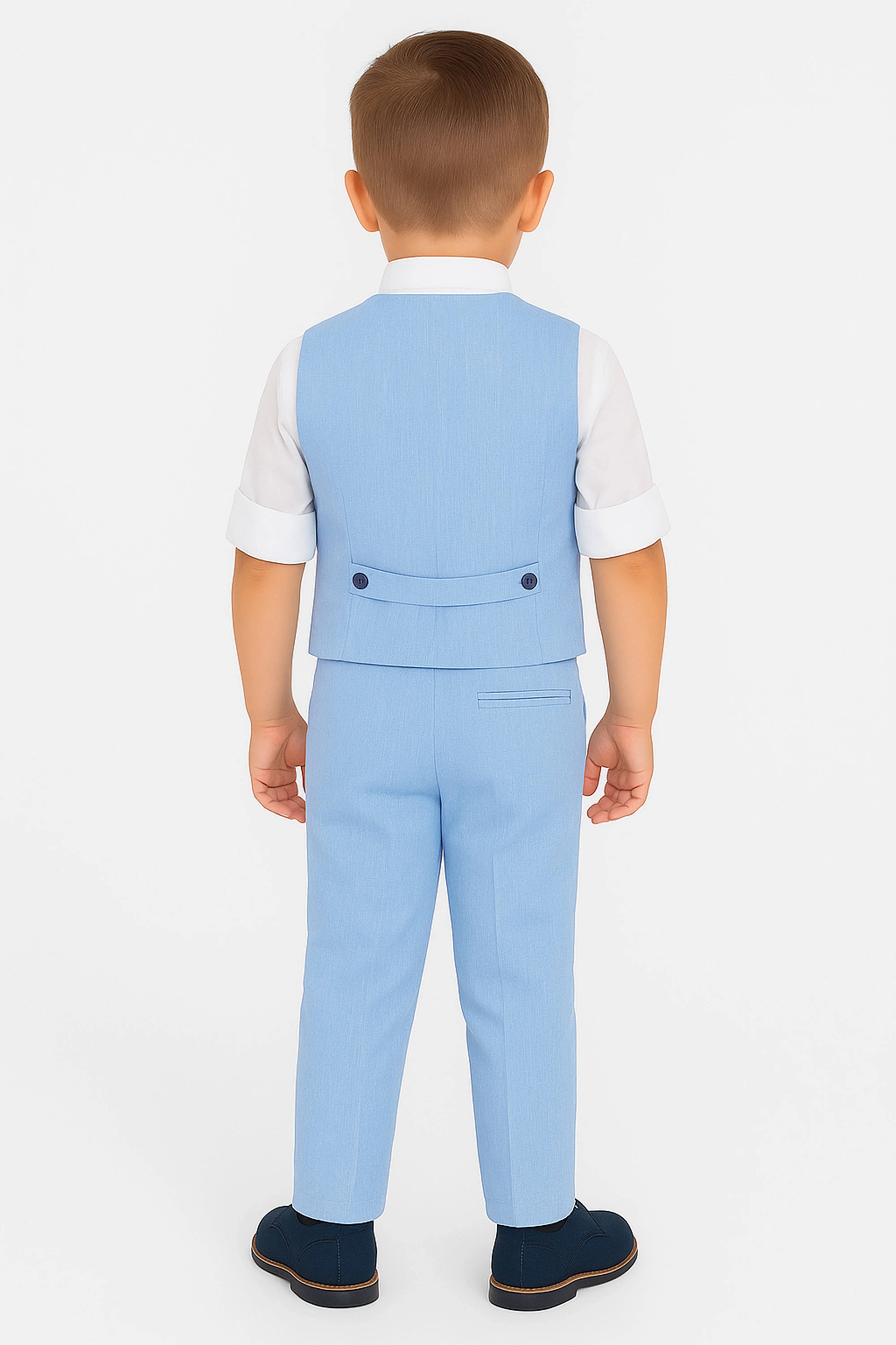 Baby & Boys 4-Piece Cotton-Linen Waistcoat Suit Set - Light Blue - Image 2