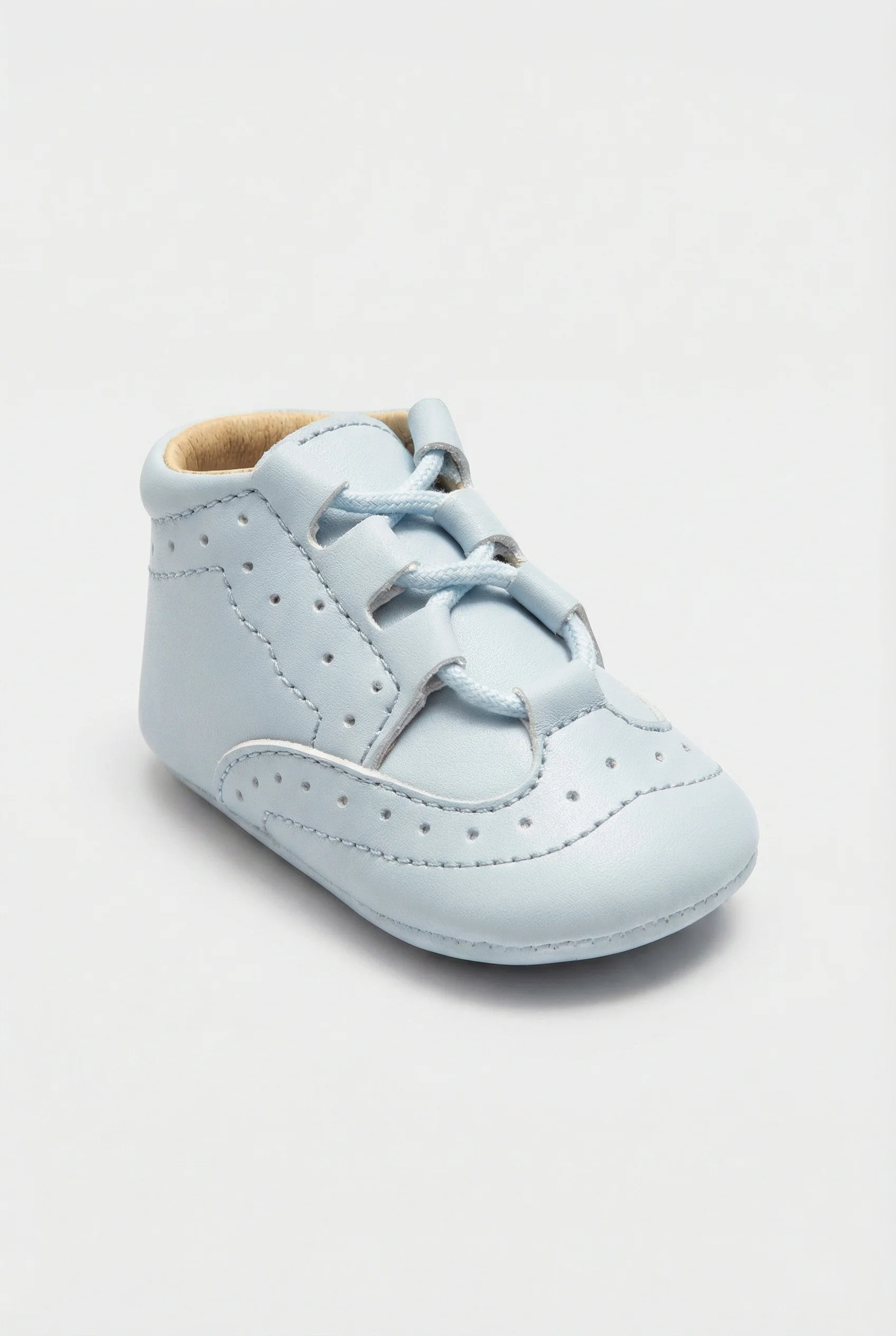 Baby Boys Patent Lace Up Pram Shoes - Leon - Blue