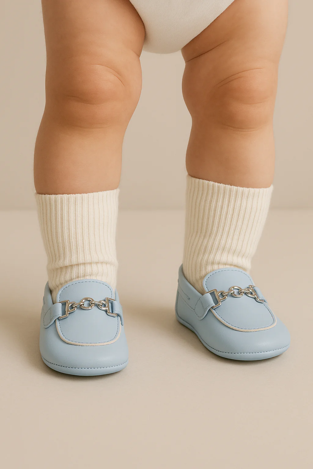 Baby Boys Pre-walker Loafer with Metal Charm - ALDOLFO - Baby Blue - Image 4