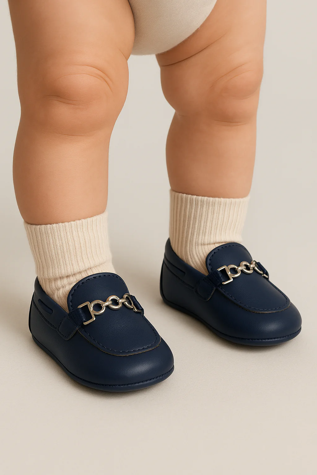 Baby Boys Pre-walker Loafer with Metal Charm - ALDOLFO - Navy Blue - Image 4
