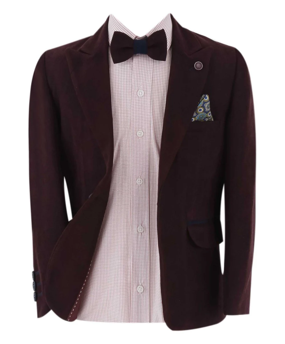 Boys Slim Fit Formal Suit Set - ARCHIE - Burgundy - Image 3