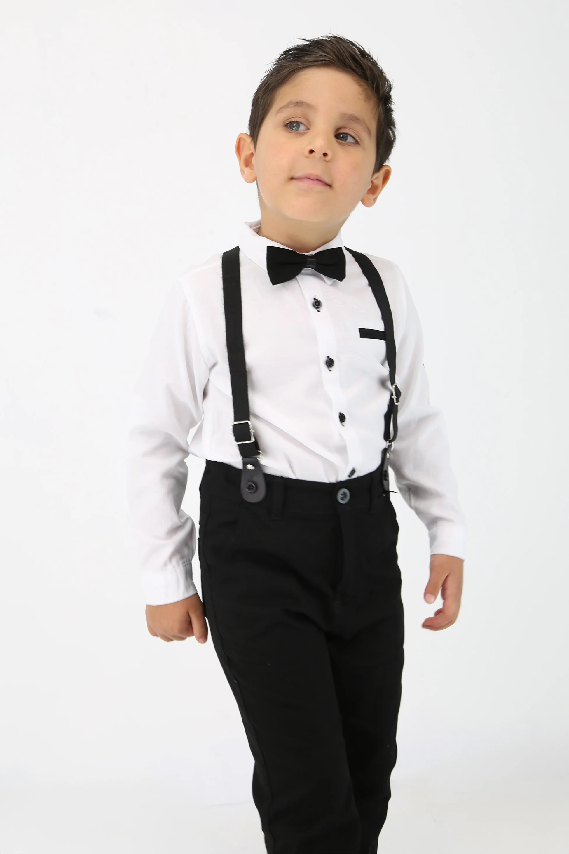 Baby & Boys 4-Piece Cotton Gentleman Outfit Set - OXFORD - White - Navy Blue - Image 3