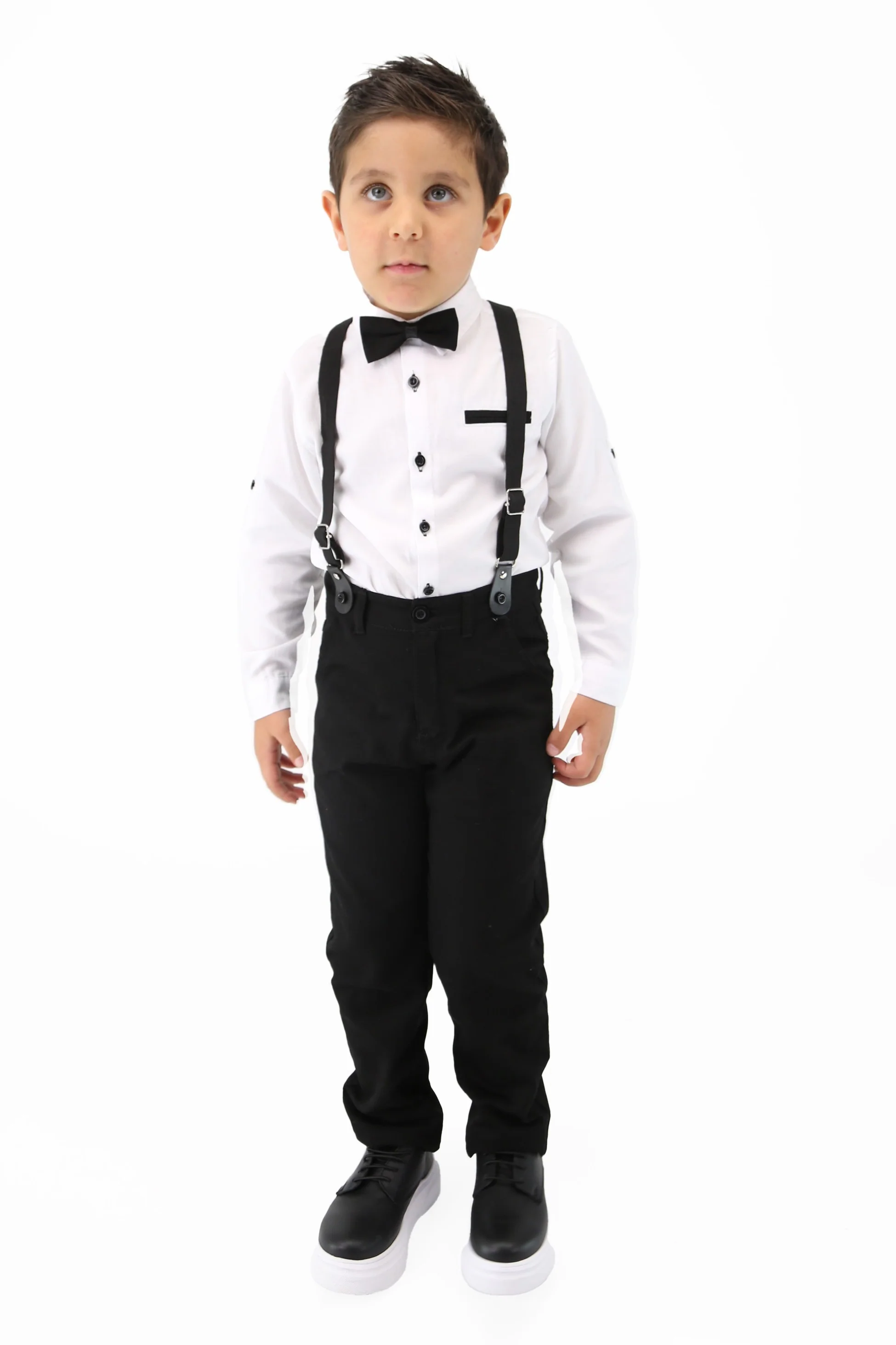 Baby & Boys 4-Piece Cotton Gentleman Outfit Set - OXFORD - White - Navy Blue - Image 4