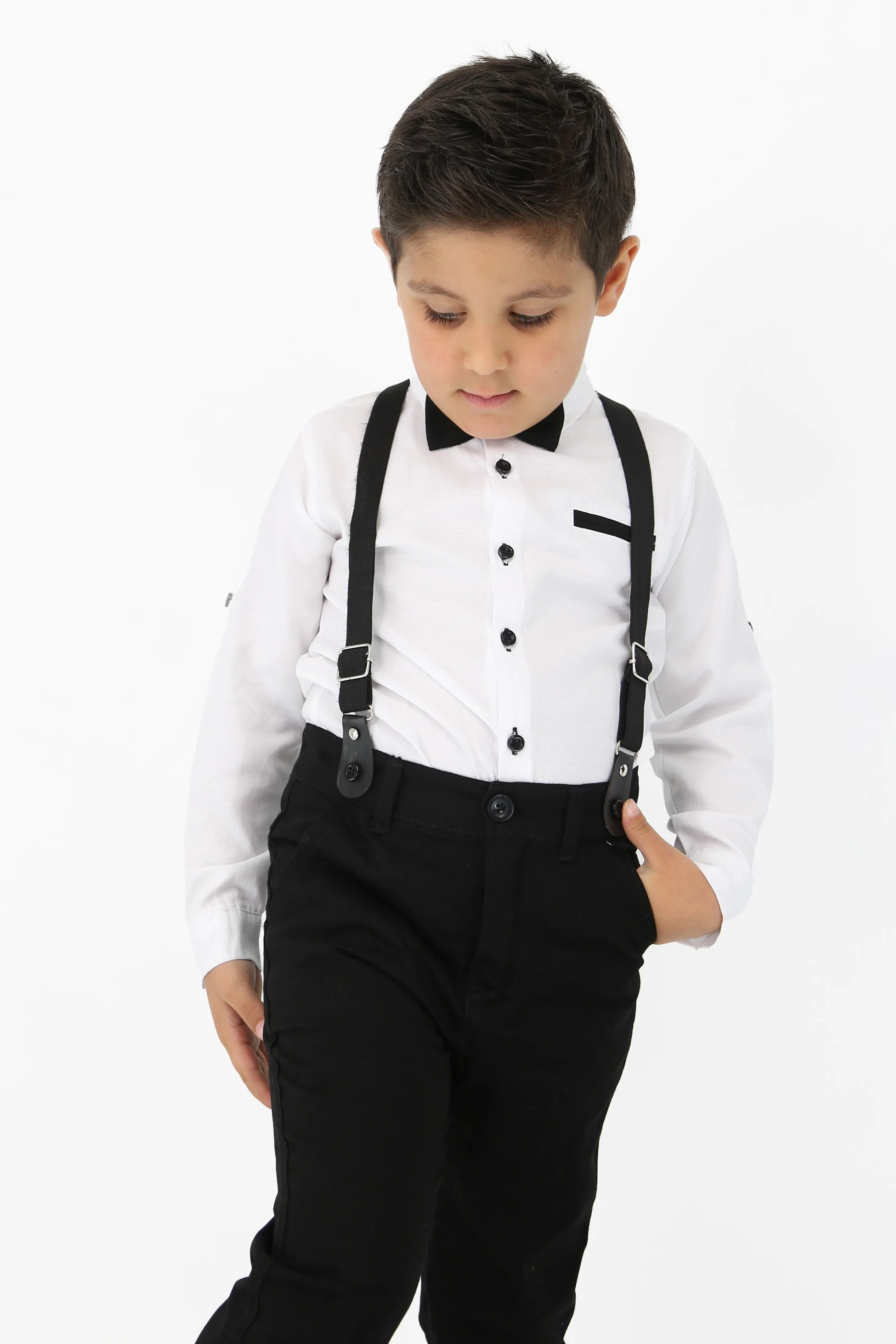 Baby & Boys 4-Piece Cotton Gentleman Outfit Set - OXFORD - White - Navy Blue - Image 5
