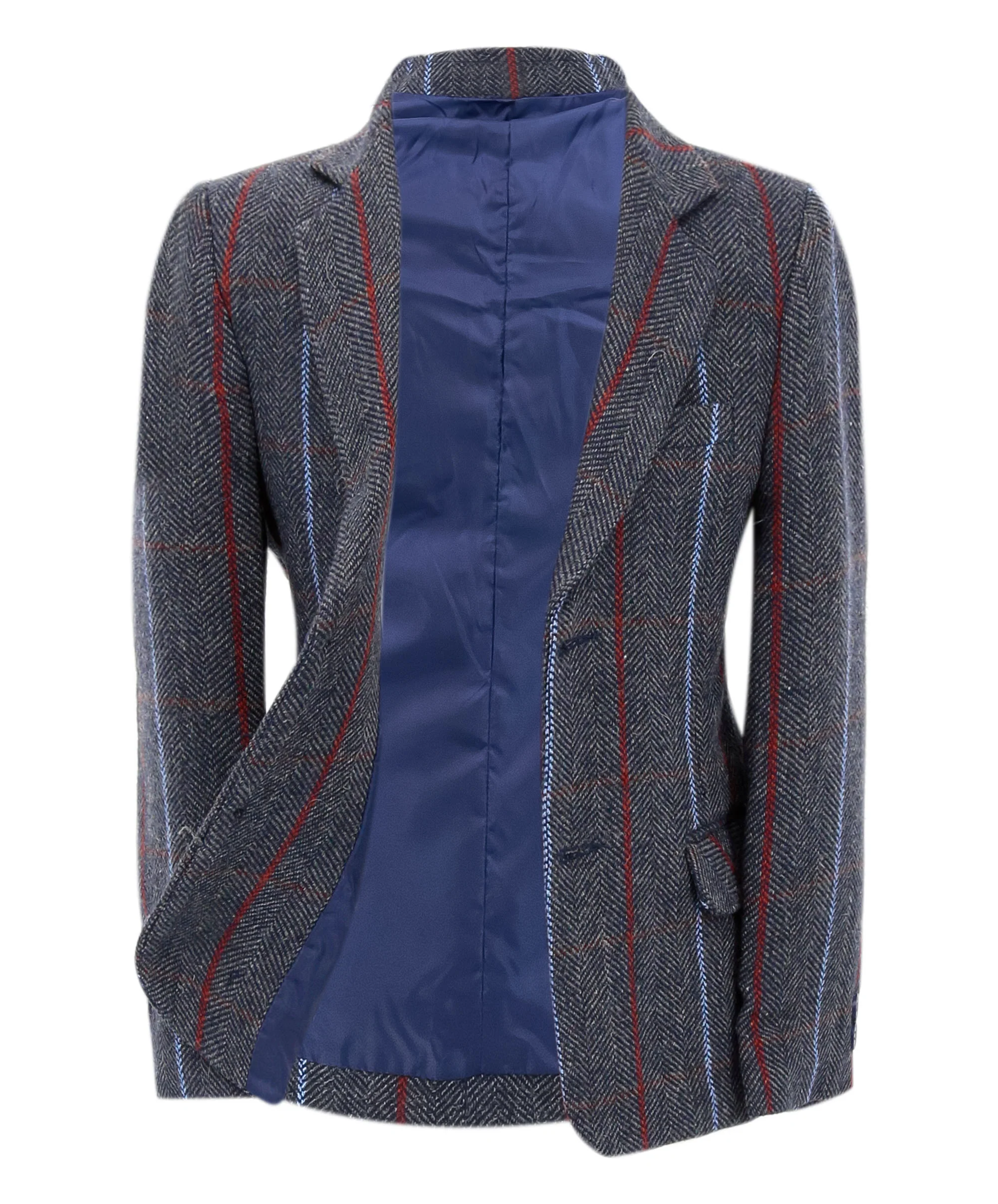 Baby Boys Tweed Herringbone Pinstripe Formal Blazer - Navy Blue - Image 7