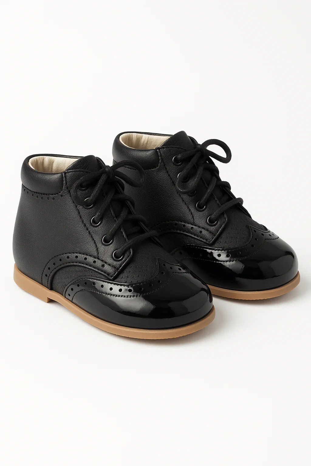 Baby & Boys Two-tone Leather Brogue Shoes ANTONIO - Black - Image 3