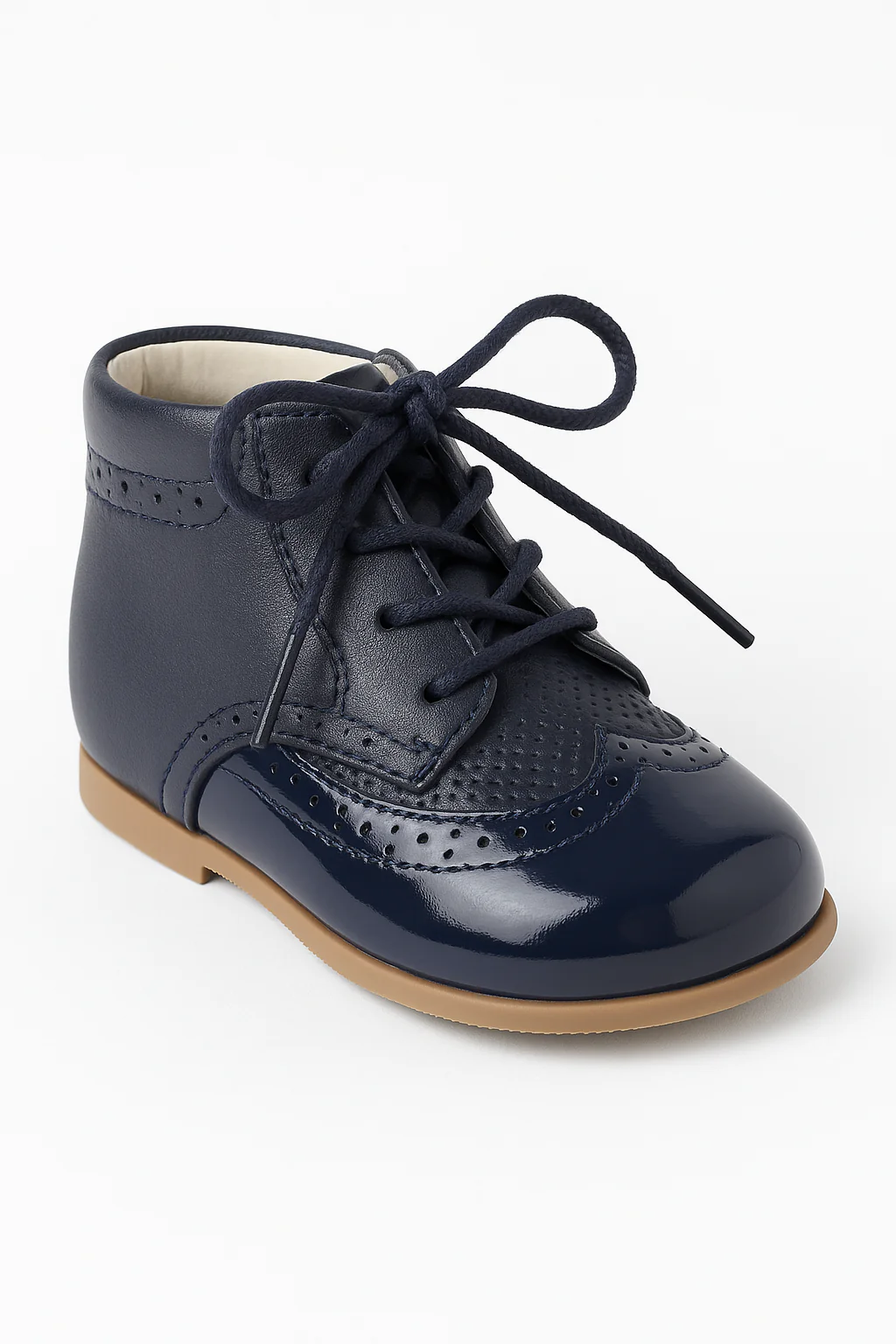 Baby & Boys Two-tone Leather Brogue Shoes ANTONIO - Navy Blue