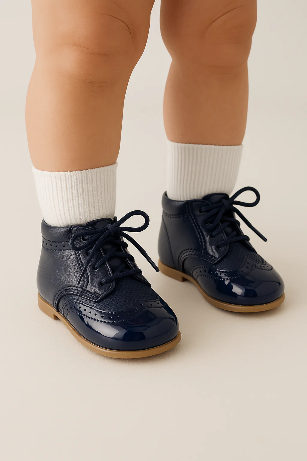 Baby & Boys Two-tone Leather Brogue Shoes ANTONIO - Navy Blue - Image 4
