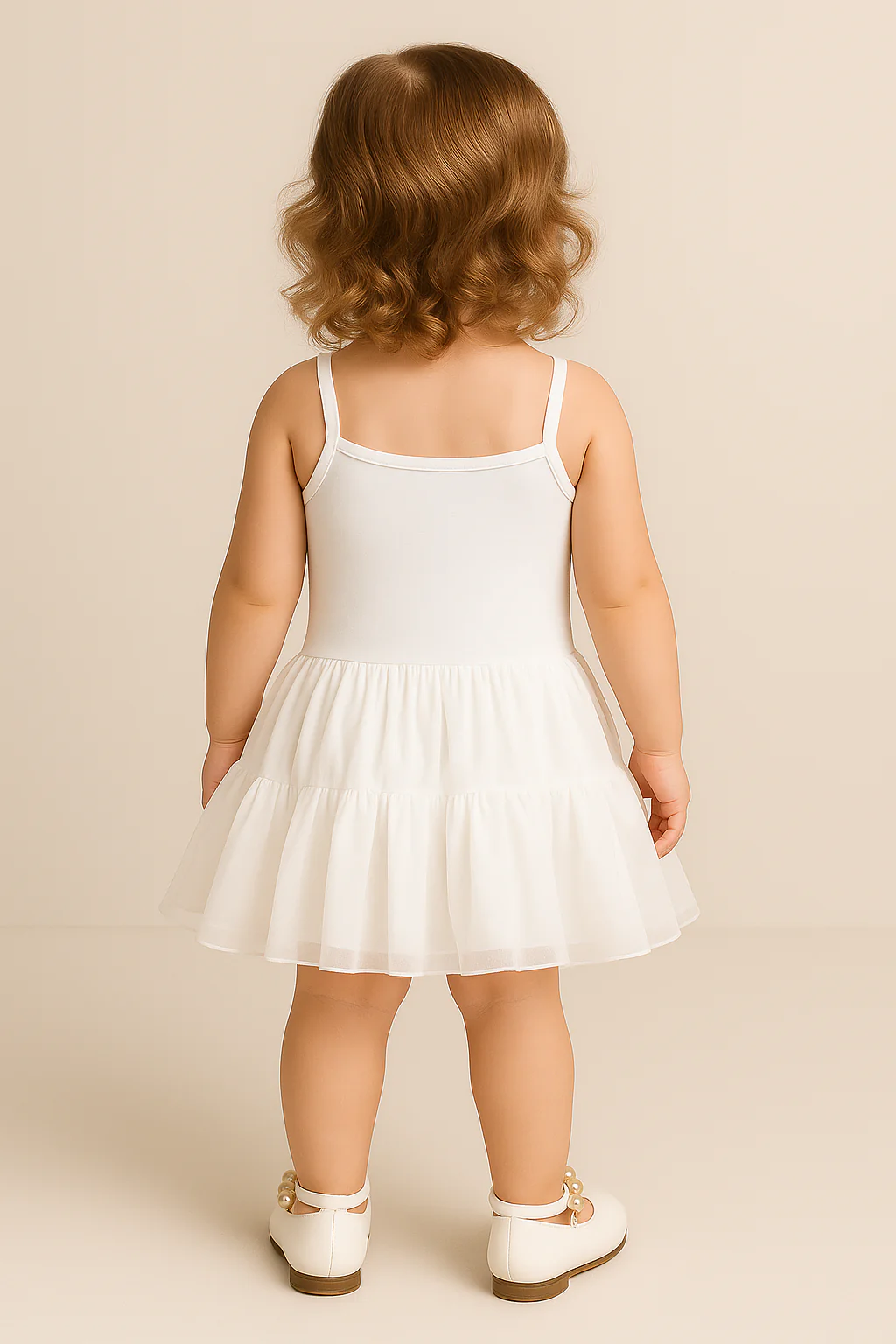 Baby Girl Ballerina Petticoat White Cotton Dress - Ivory - Image 2