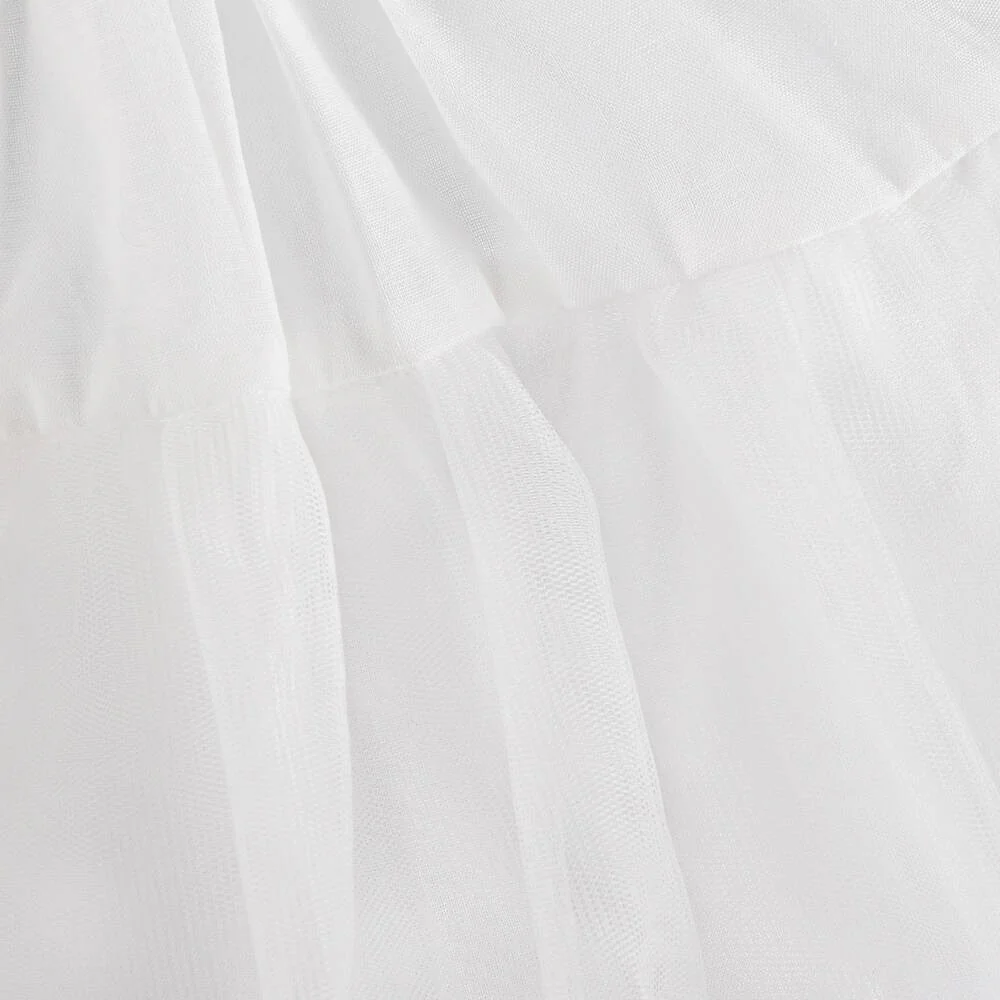Baby Girl Ballerina Petticoat White Cotton Dress - Ivory - Image 5