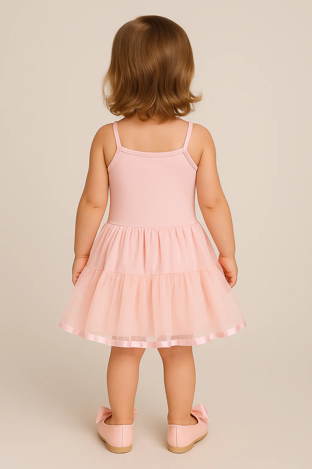 Baby Girl Ballerina Petticoat White Cotton Dress - Pink - Image 2
