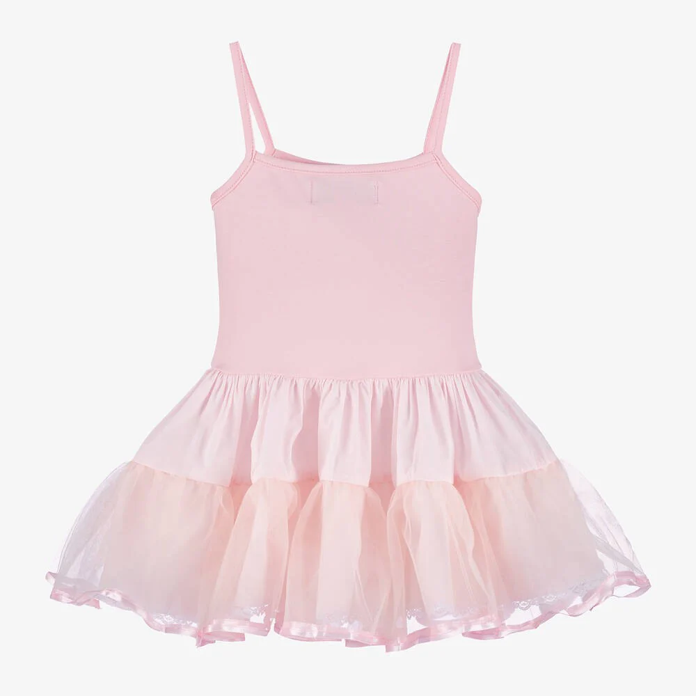 Baby Girl Ballerina Petticoat White Cotton Dress - Pink - Image 3