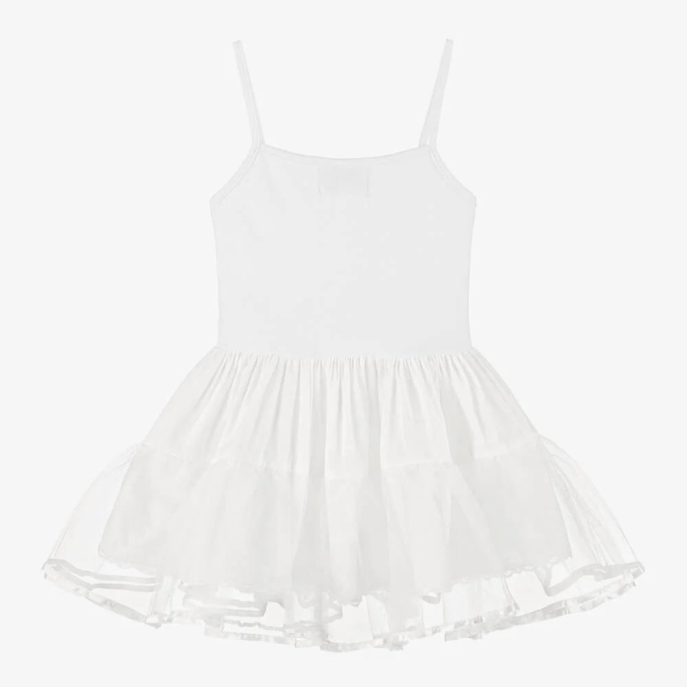 Baby Girl Ballerina Petticoat White Cotton Dress - White - Image 3